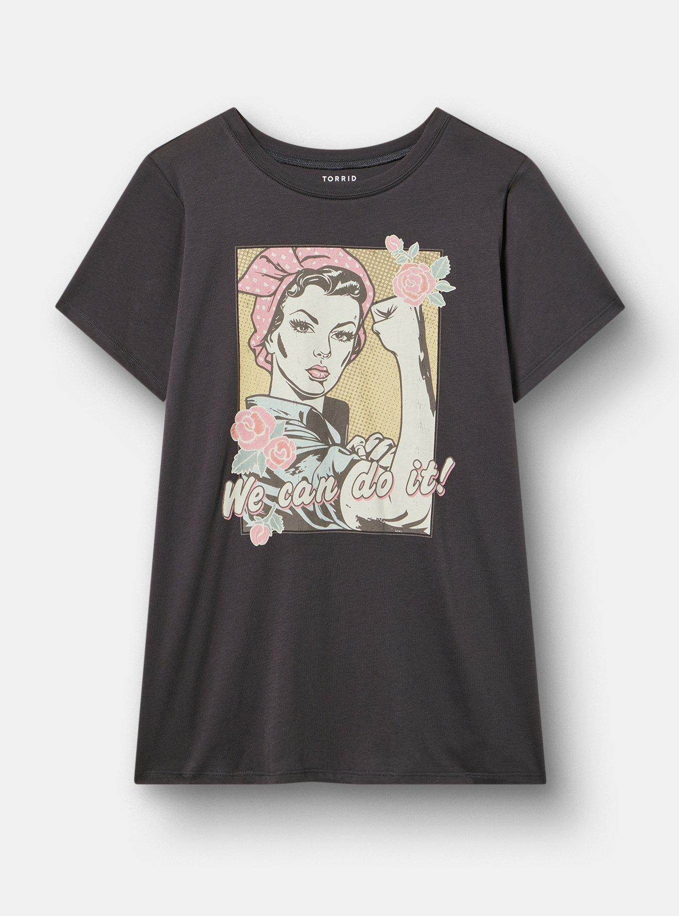 Classic Cotton Jersey Crew Tee, WE CAN DO IT FLORAL OBSIDIAN, hi-res