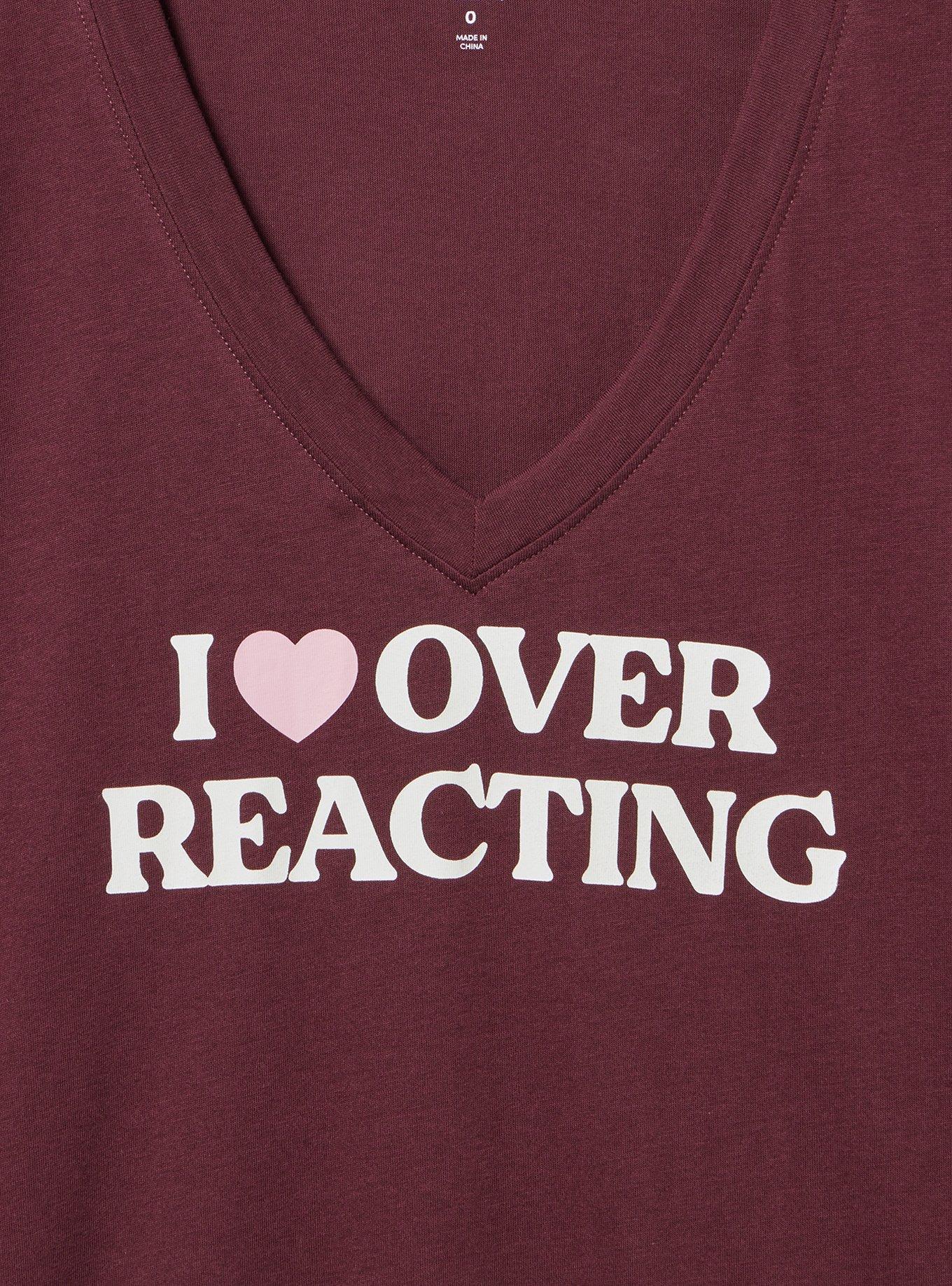 Classic Cotton V-Neck Tee, I LOVE OVER REACTING WINETASTING, alternate