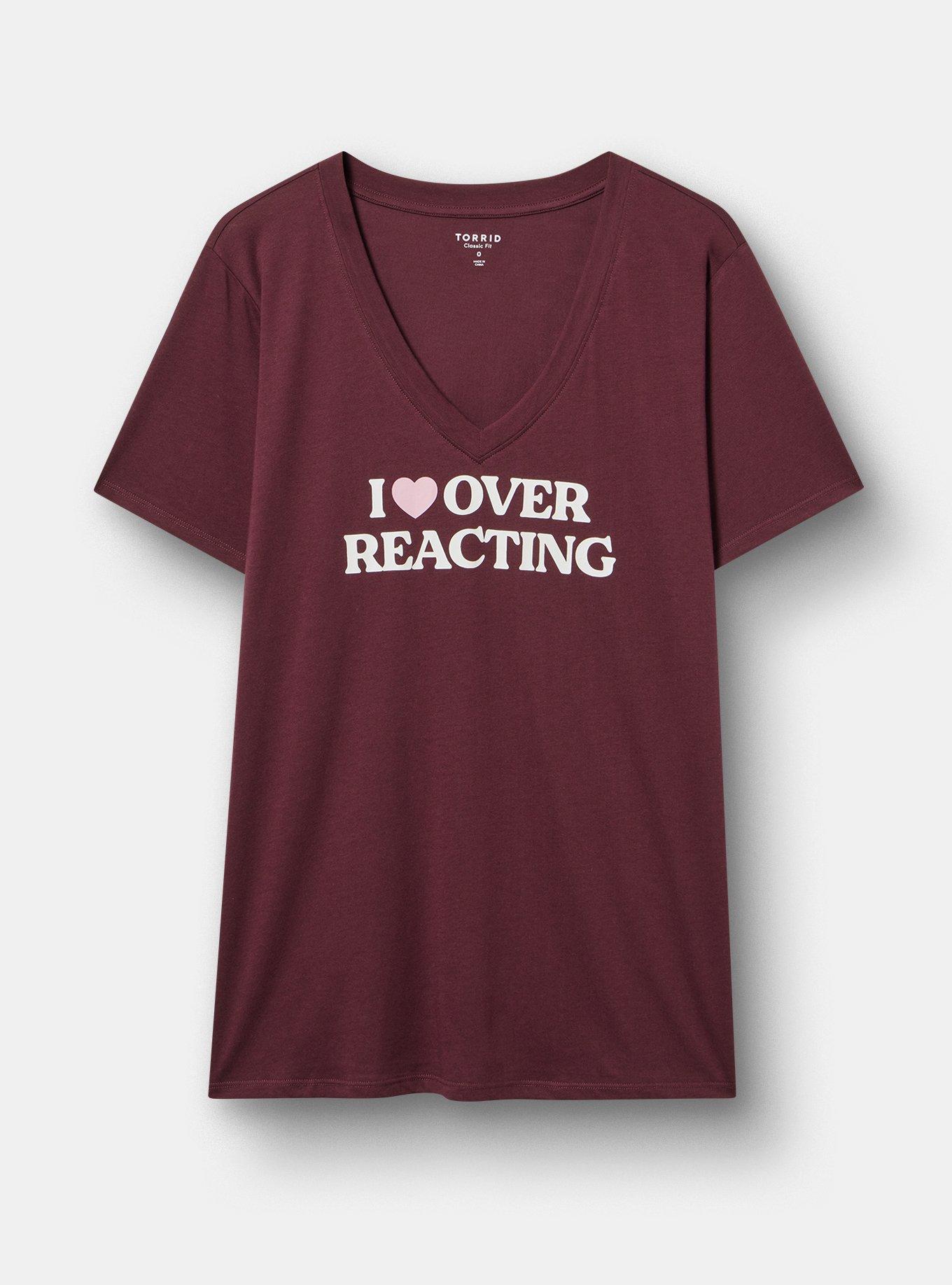 Plus Size Classic Cotton V-Neck Tee, I LOVE OVER REACTING WINETASTING, hi-res