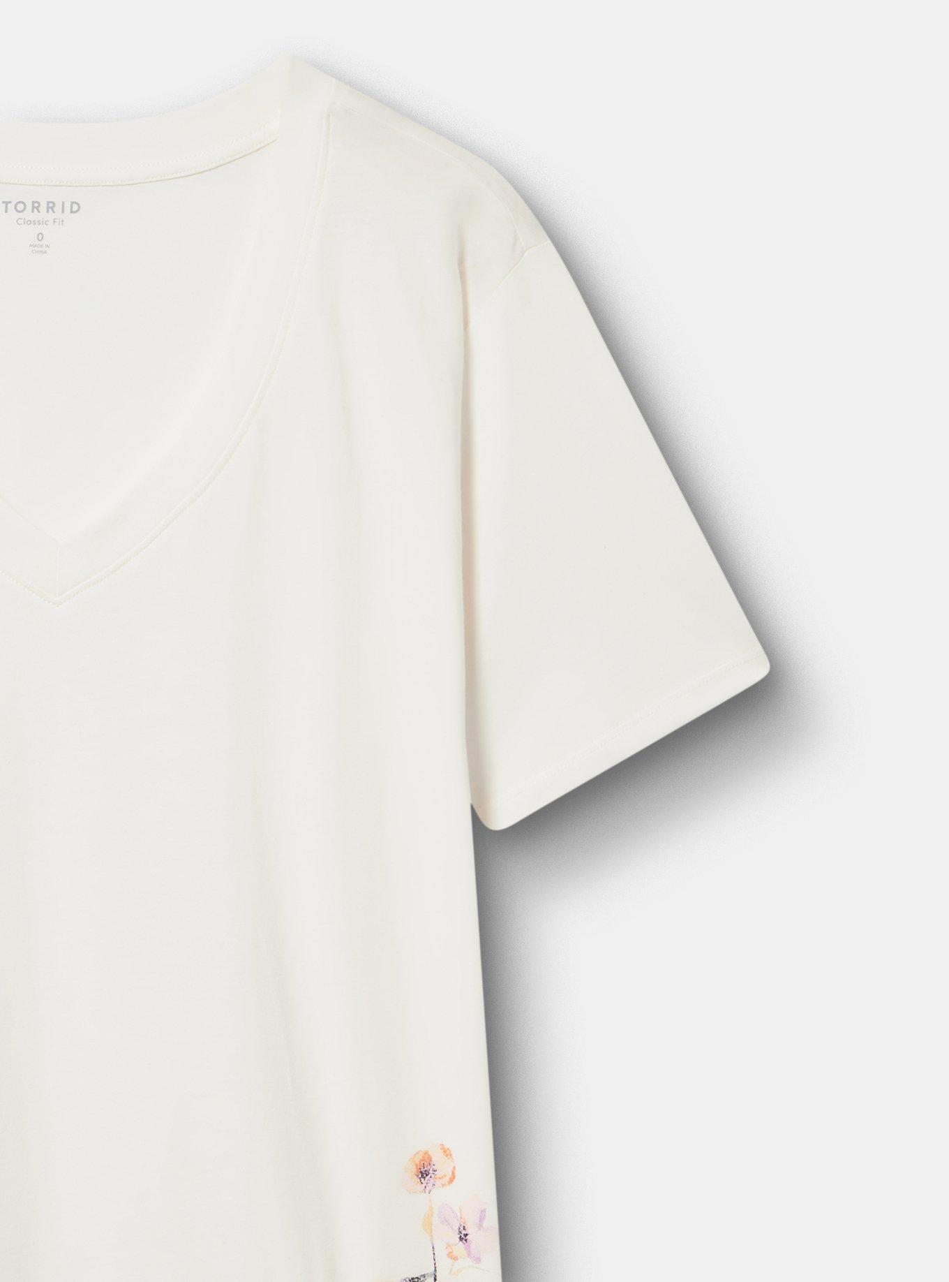 Classic Cotton V-Neck Tee, FLORALS BUNCH WHISPER WHITE, alternate