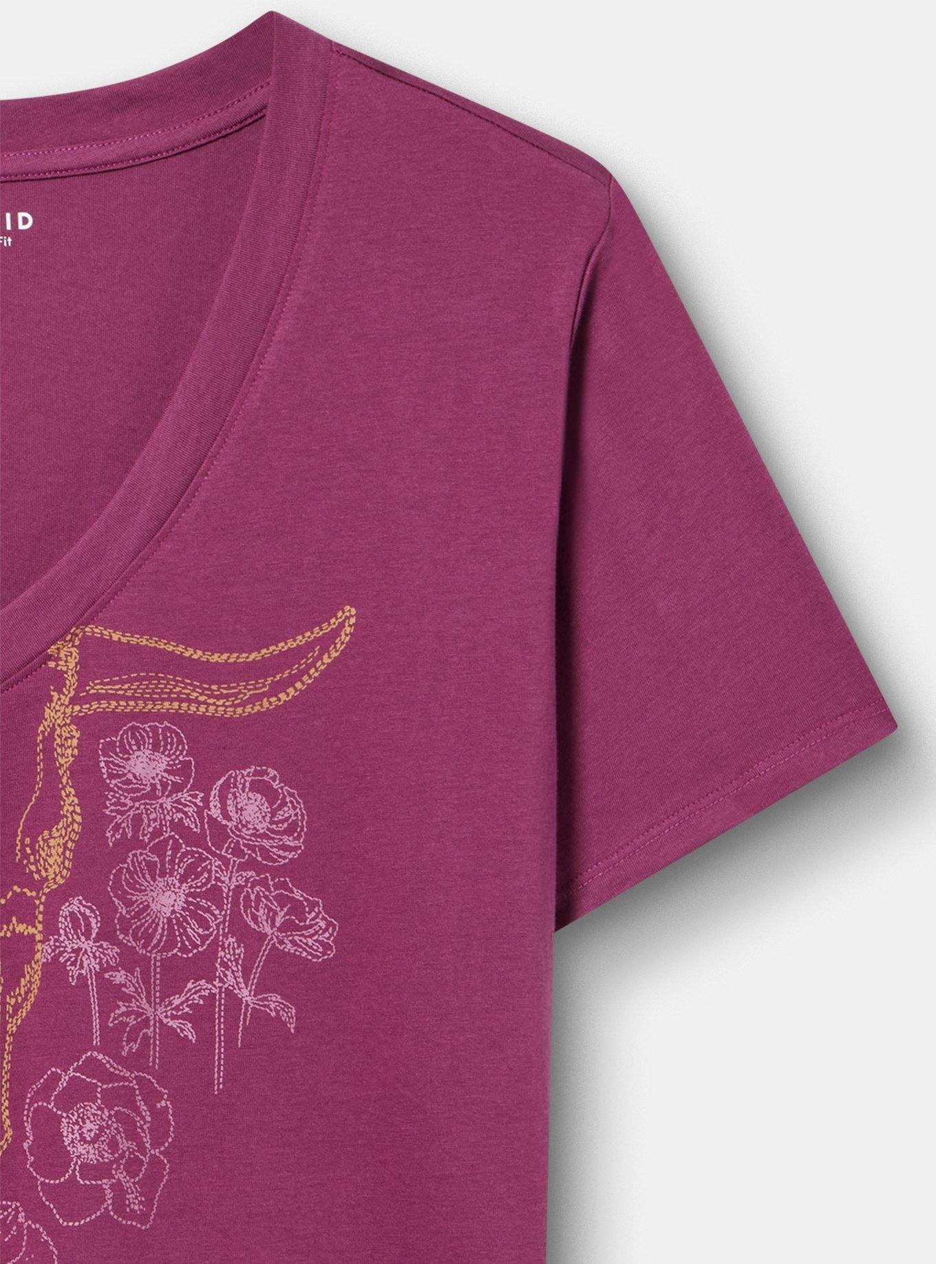 Classic Cotton V-Neck Tee, FLORAL ANIMAL SKULL AMARANTH, alternate
