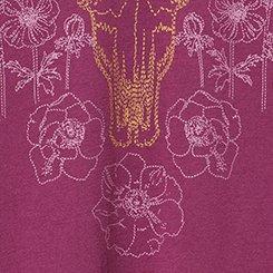Classic Cotton V-Neck Tee, FLORAL ANIMAL SKULL AMARANTH, swatch