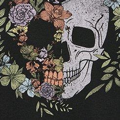 Classic Cotton V-Neck Tee, SKULL HALF FLORAL DEEP BLACK, swatch