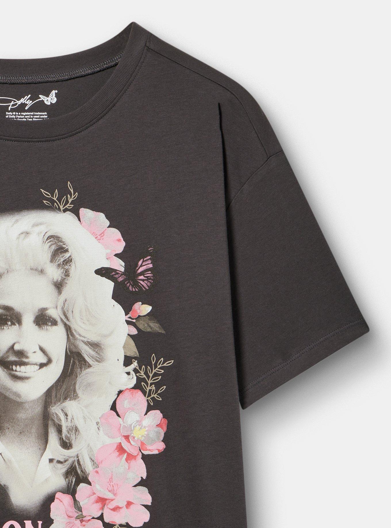 Dolly Parton Relaxed Cotton Jersey Tee, DOLLY PARTON FLORAL OBSIDIAN, alternate
