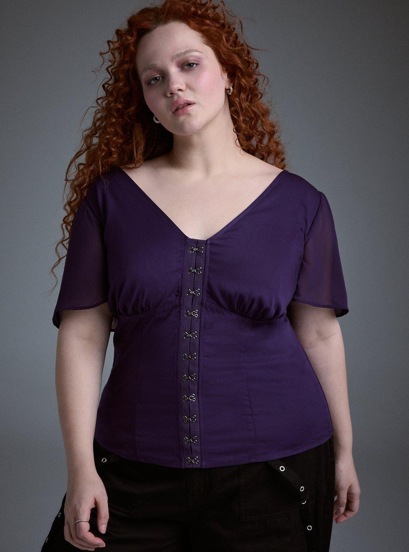 Nightfall Flutter Sleeve Corset Top, BLACKBERRY CORDIAL, alternate