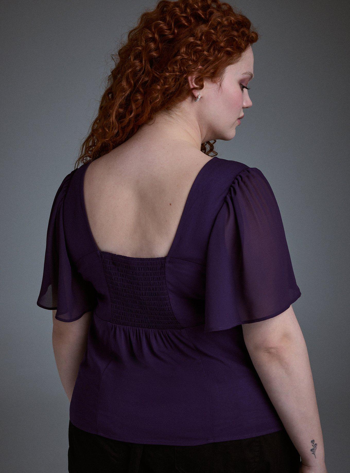 Nightfall Flutter Sleeve Corset Top, BLACKBERRY CORDIAL, alternate