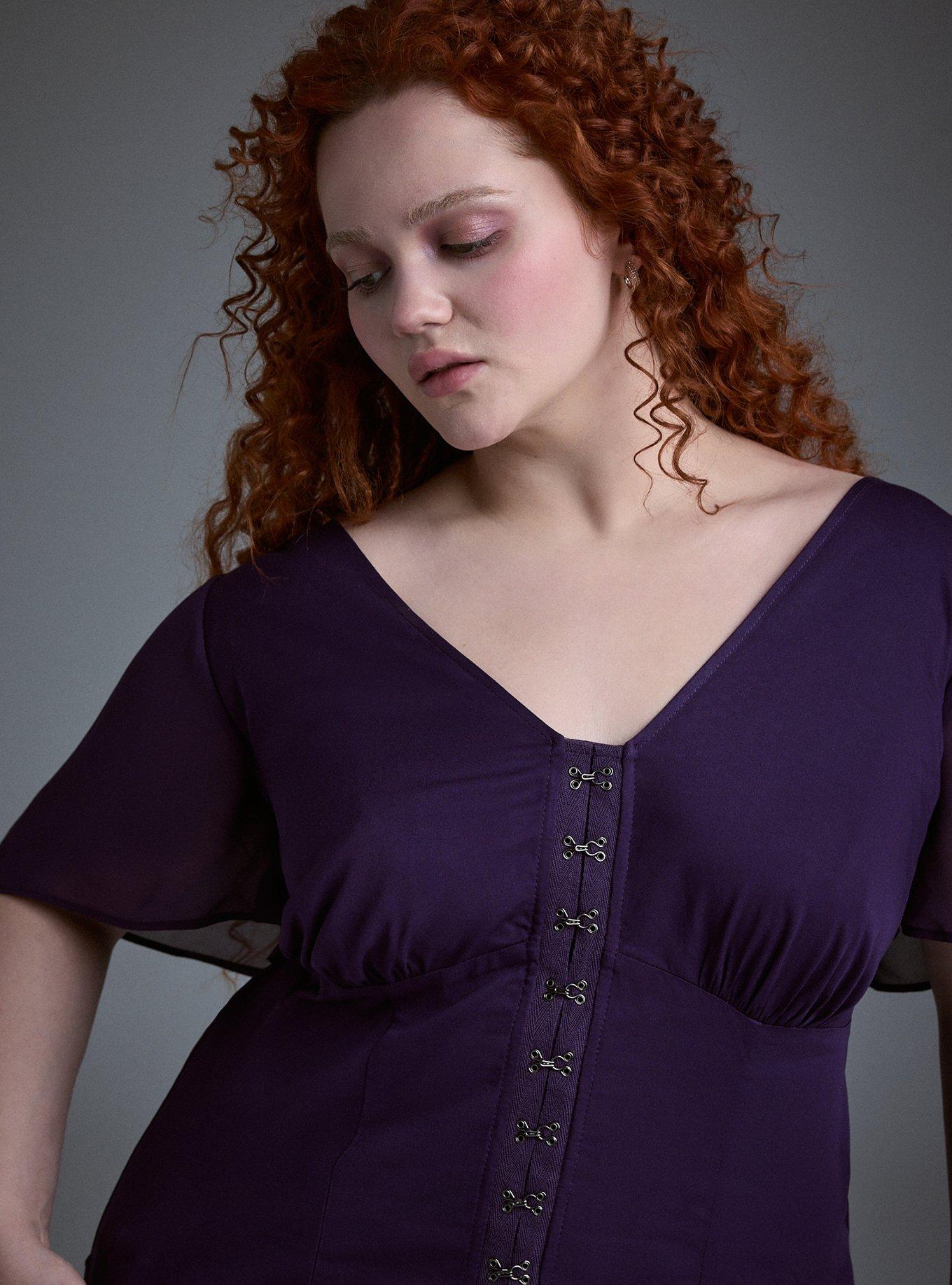 Nightfall Flutter Sleeve Corset Top, BLACKBERRY CORDIAL, alternate