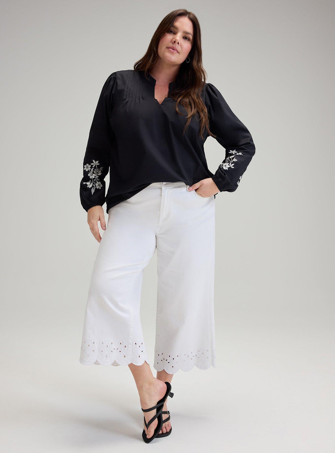 Belle Isle Embroidered Sleeve Top, DEEP BLACK, alternate
