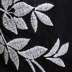 Plus Size Belle Isle Embroidered Sleeve Top, DEEP BLACK, swatch