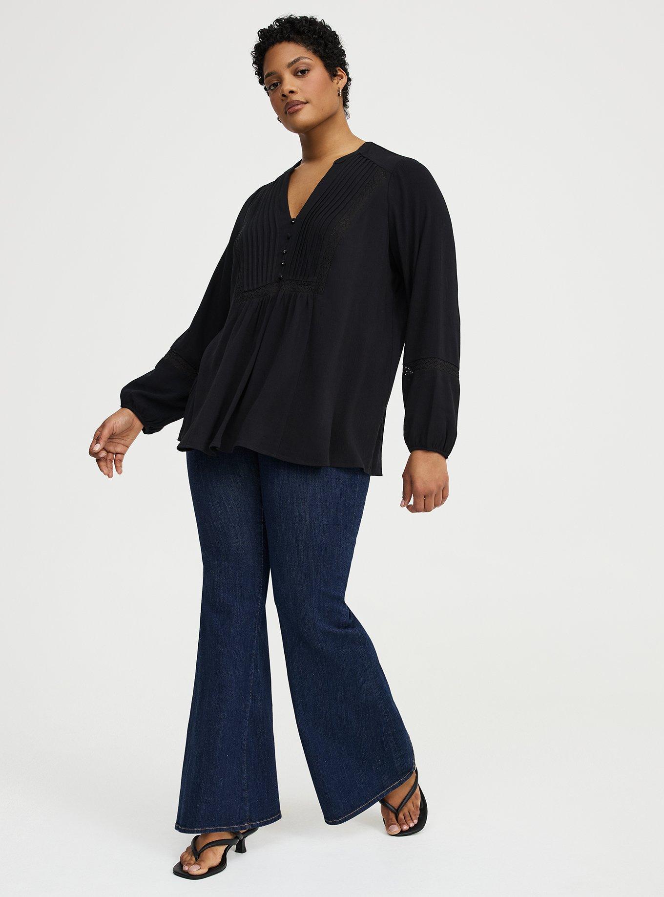 Crinkle Gauze Pintuck Blouse, DEEP BLACK, alternate