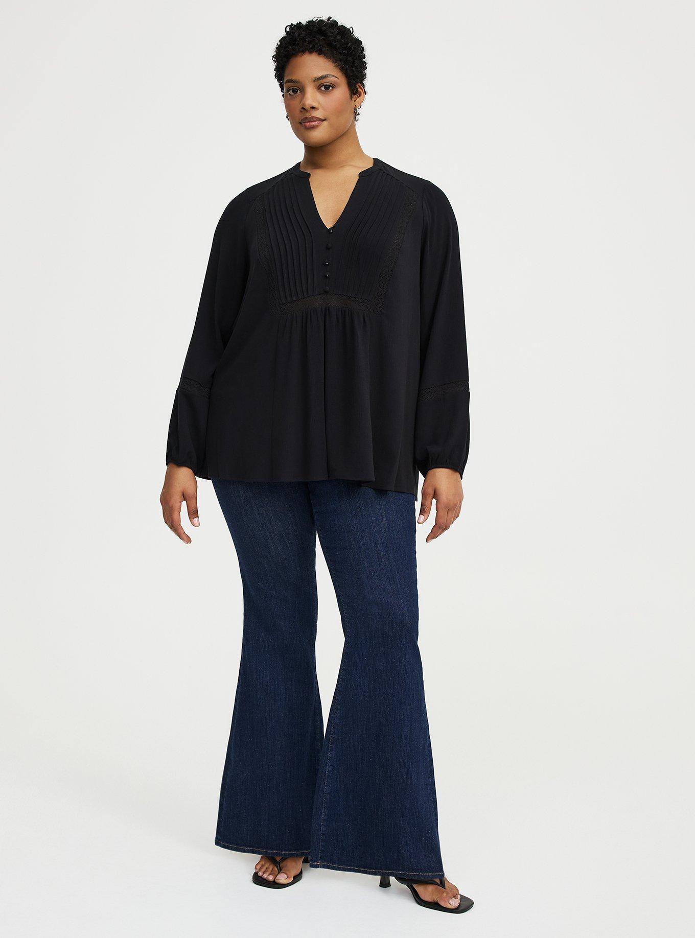 Crinkle Gauze Pintuck Blouse, DEEP BLACK, alternate