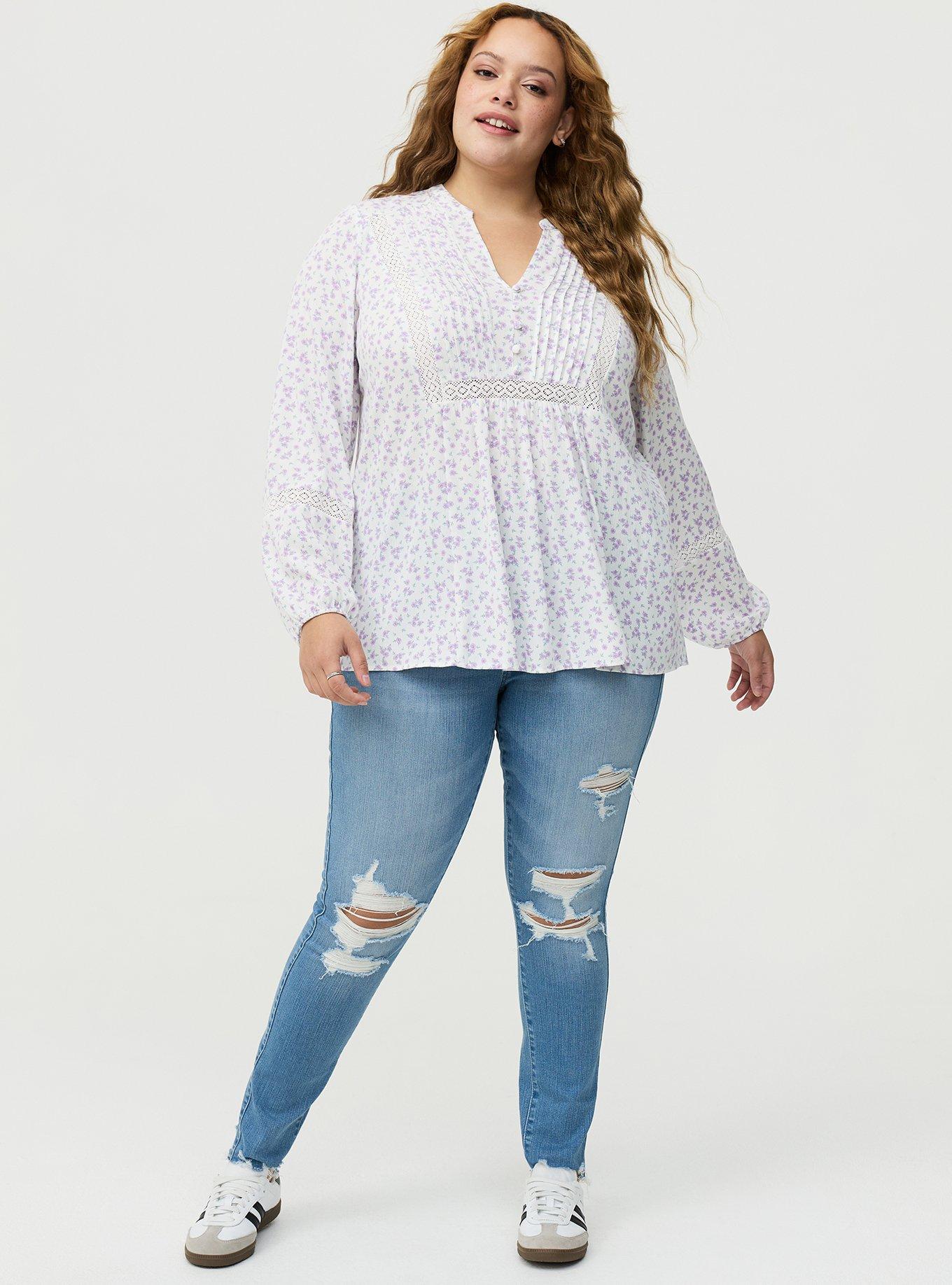 Crinkle Gauze Pintuck Blouse, DONNA DITSY FLORAL PURPLE, alternate