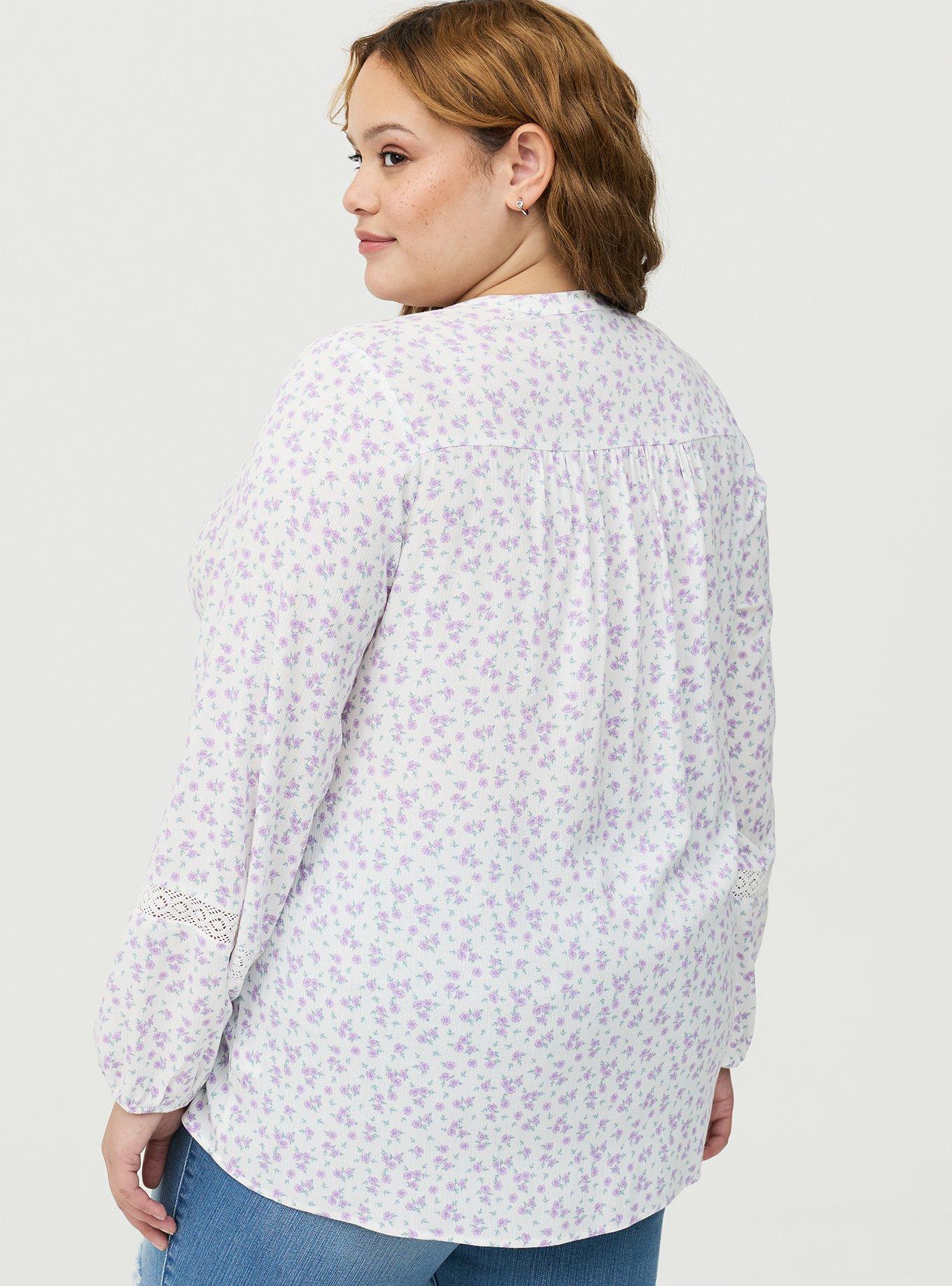 Crinkle Gauze Pintuck Blouse, DONNA DITSY FLORAL PURPLE, alternate