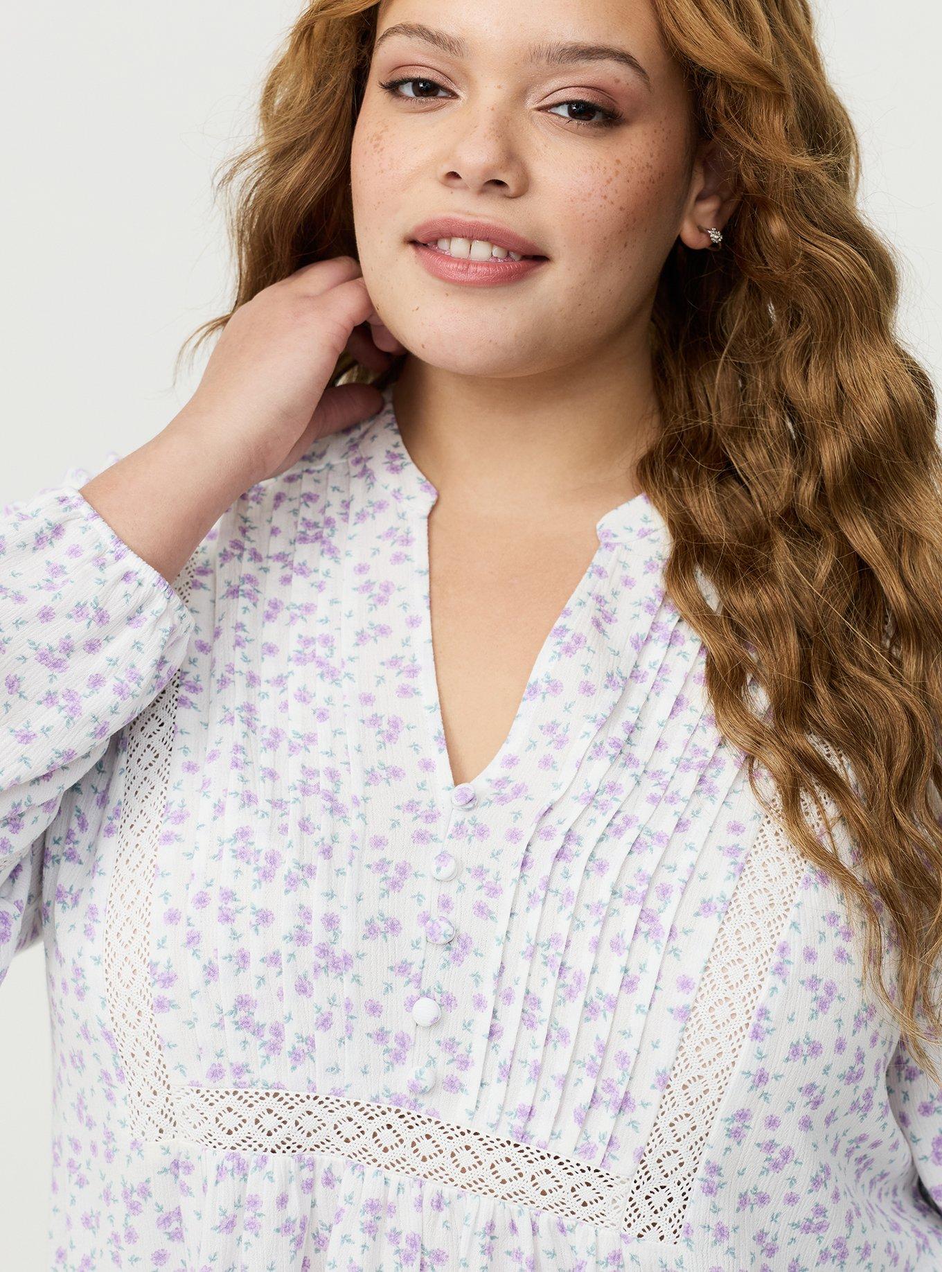 Crinkle Gauze Pintuck Blouse, DONNA DITSY FLORAL PURPLE, alternate