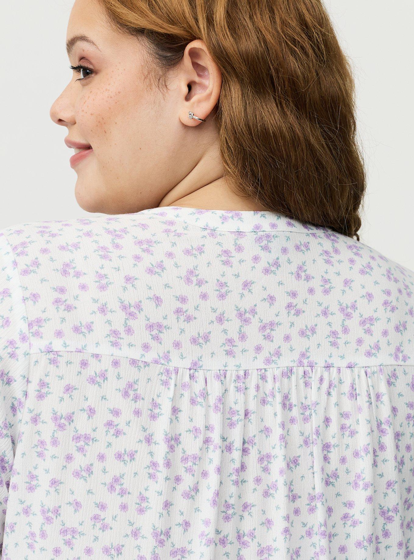 Crinkle Gauze Pintuck Blouse, DONNA DITSY FLORAL PURPLE, alternate