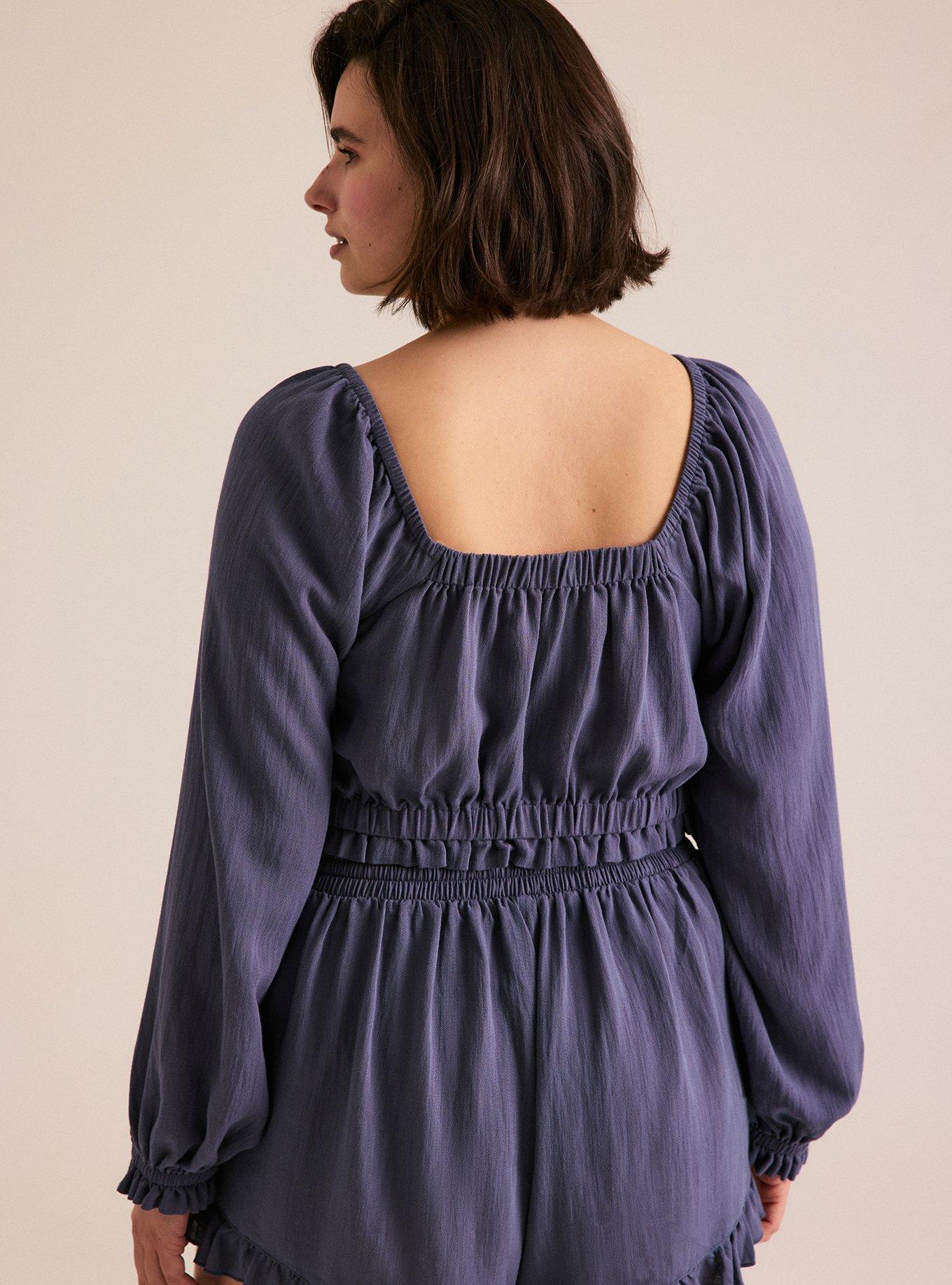 Festi Blouson Sleeve Crop Top, NIGHTSHADOW BLUE, alternate