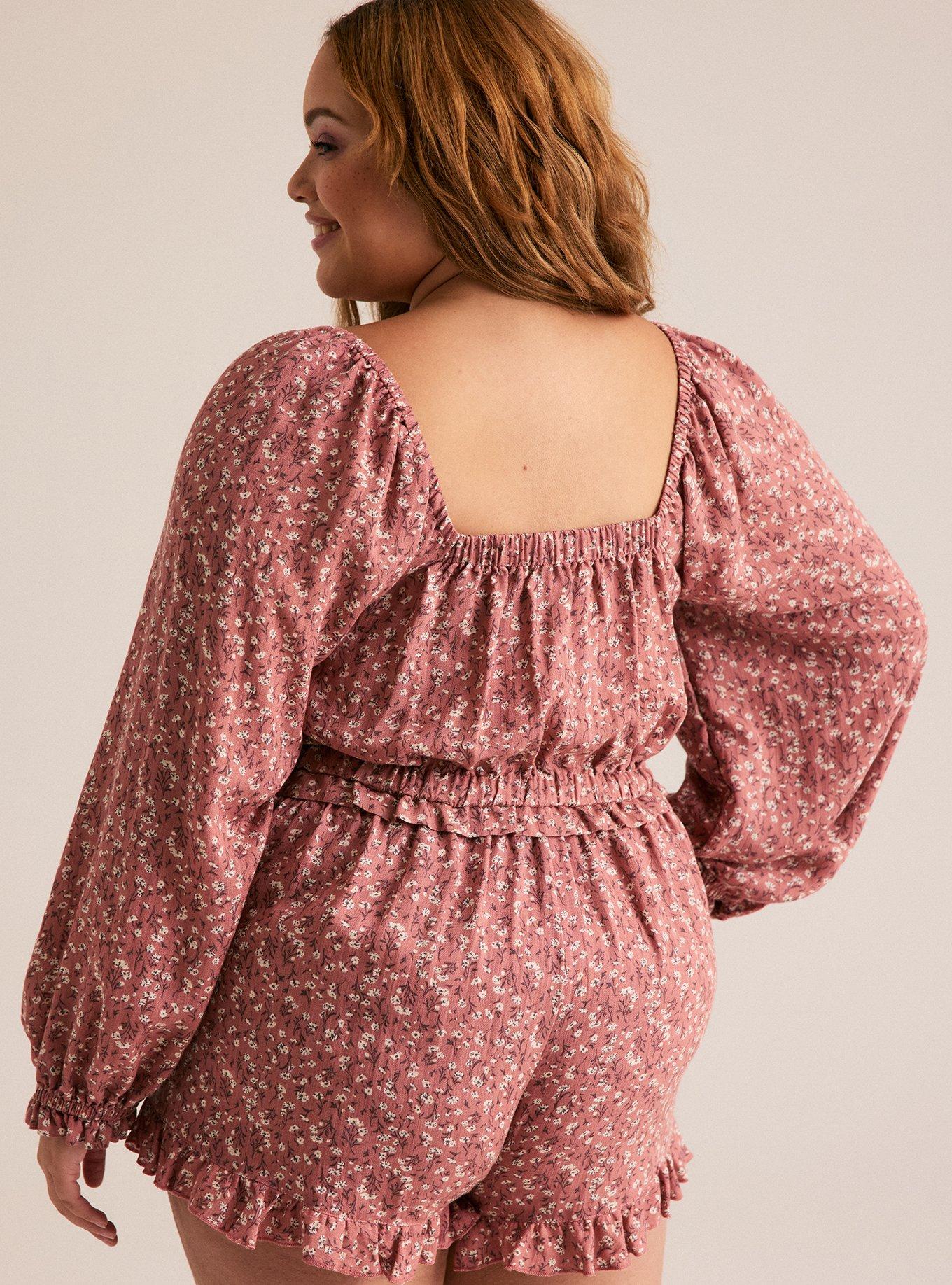 Festi Blouson Sleeve Crop Top, NICOLE DITSY FLORAL PINK, alternate