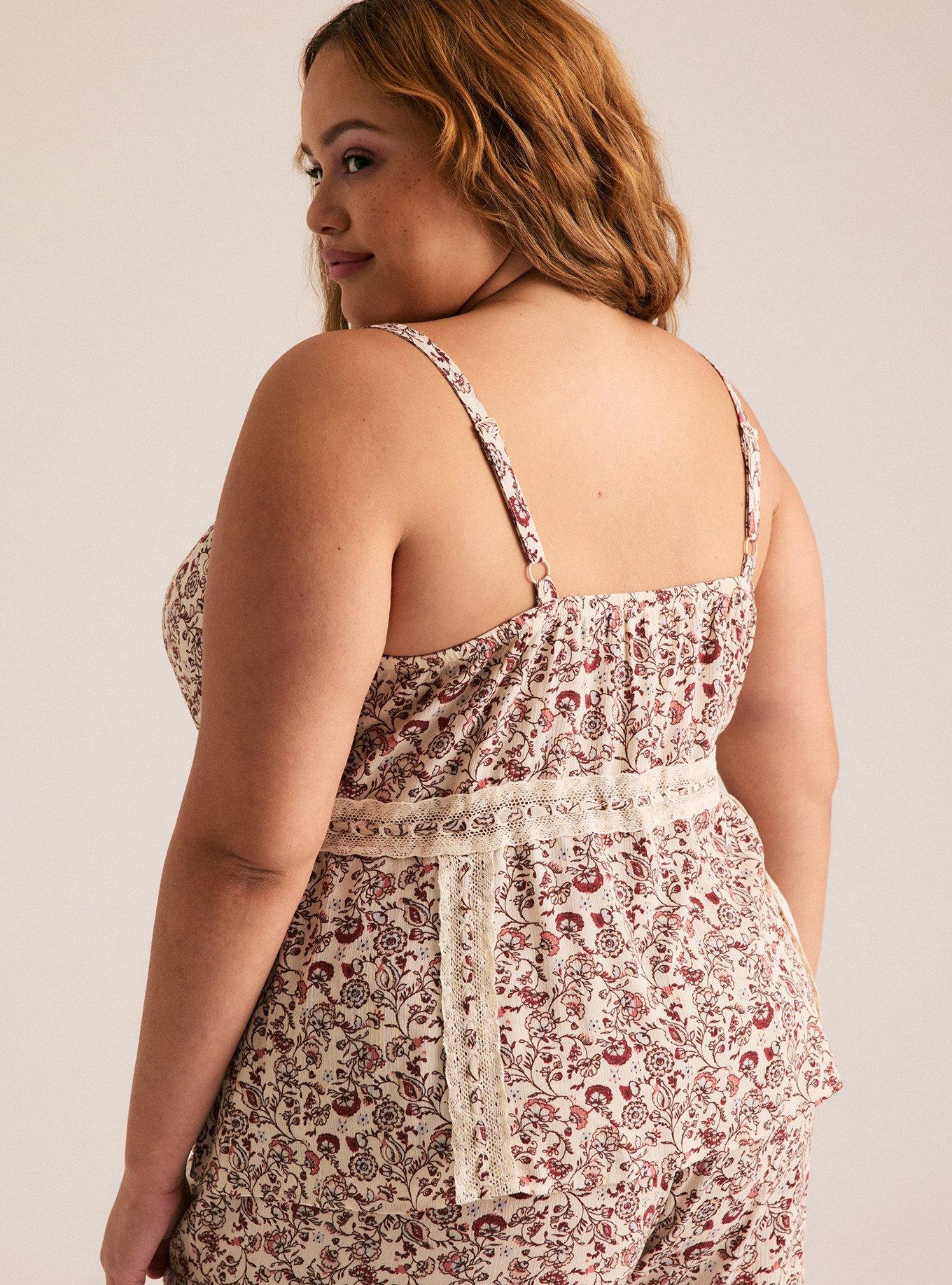 Festi Tie-Front Flyaway Cami, LANEY JACOBEAN IVORY, alternate