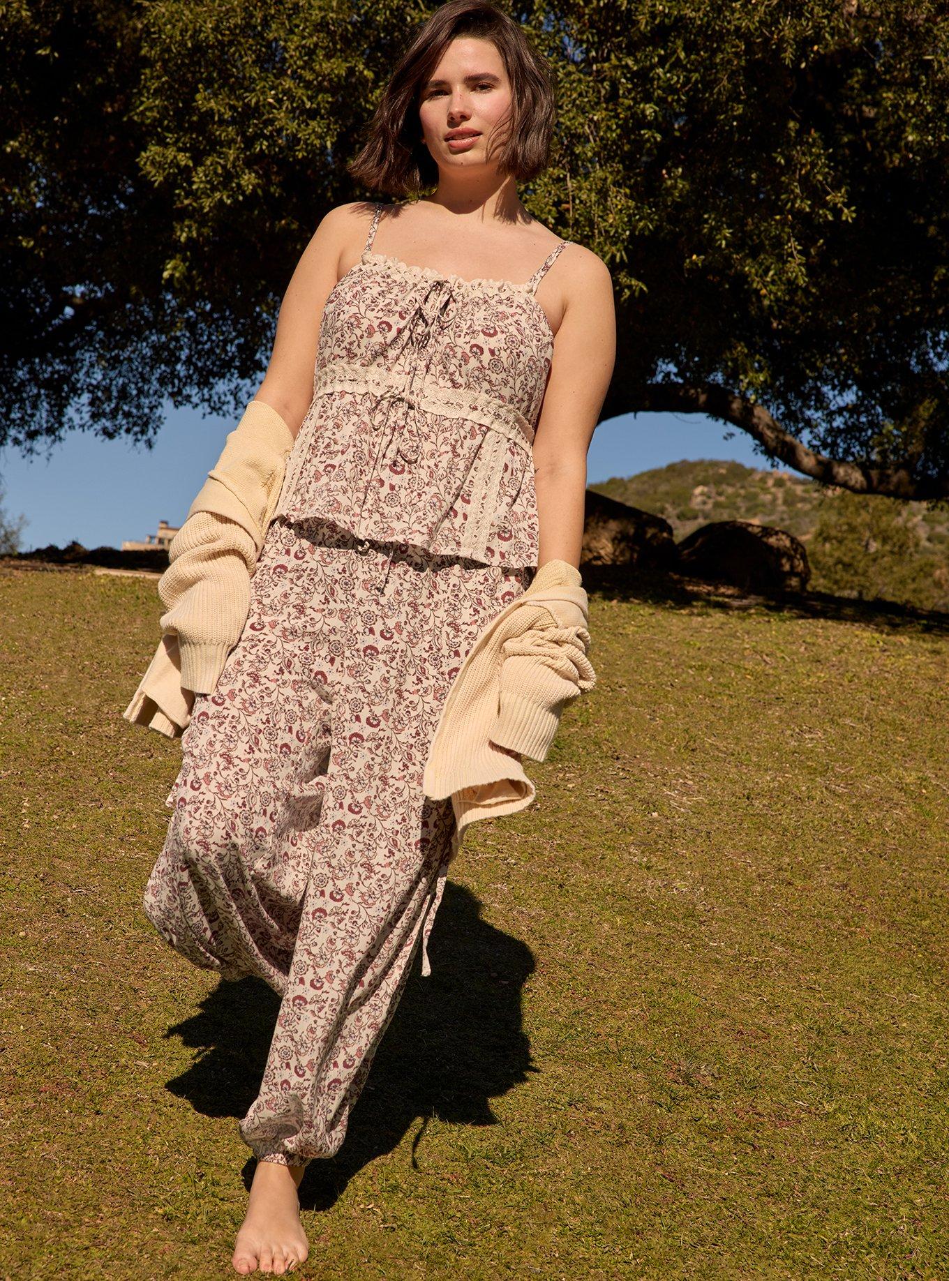 Festi Tie-Front Flyaway Cami, LANEY JACOBEAN IVORY, alternate