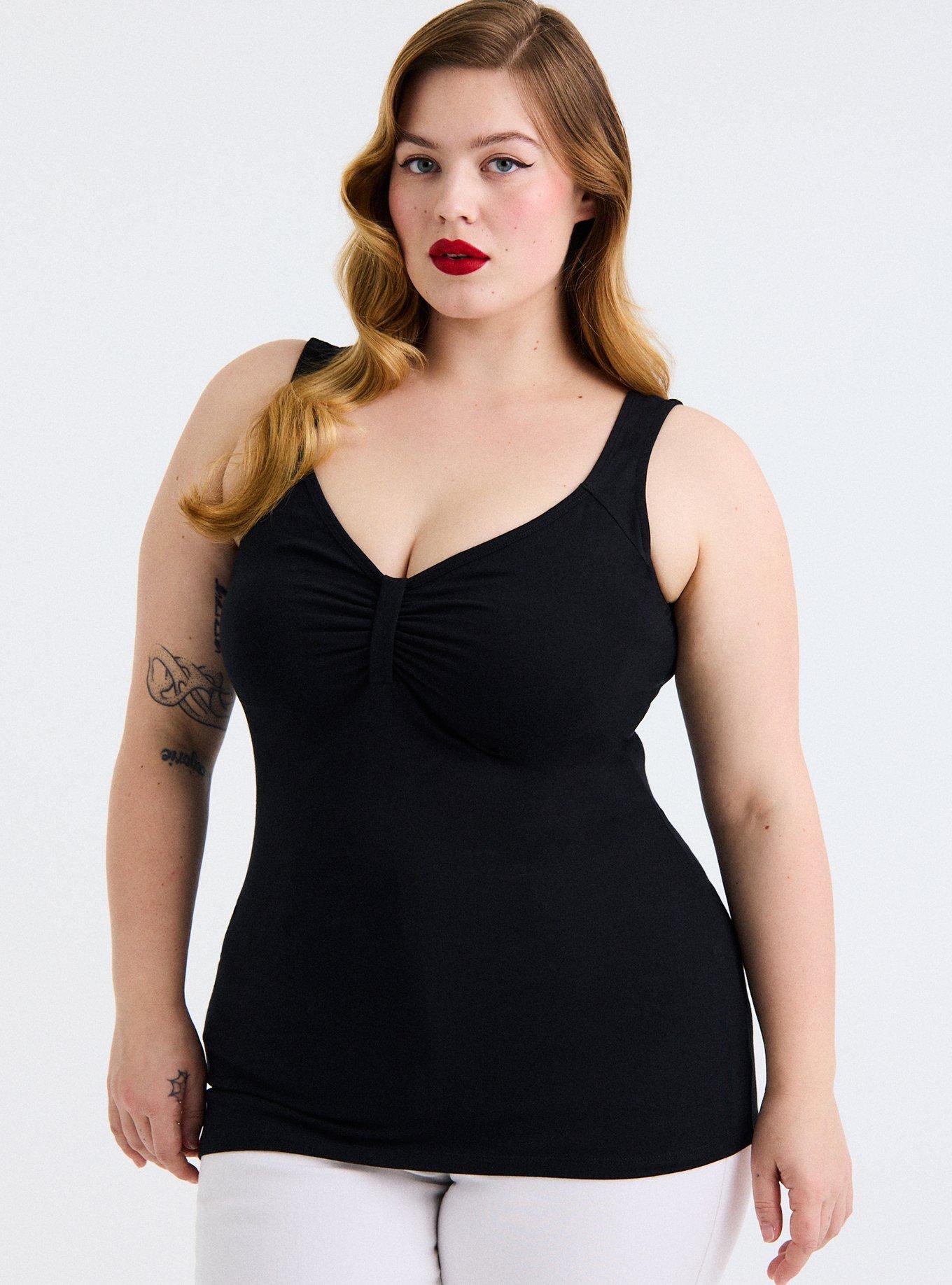 Retro Chic Ruched Bust Foxy Cami, DEEP BLACK, alternate