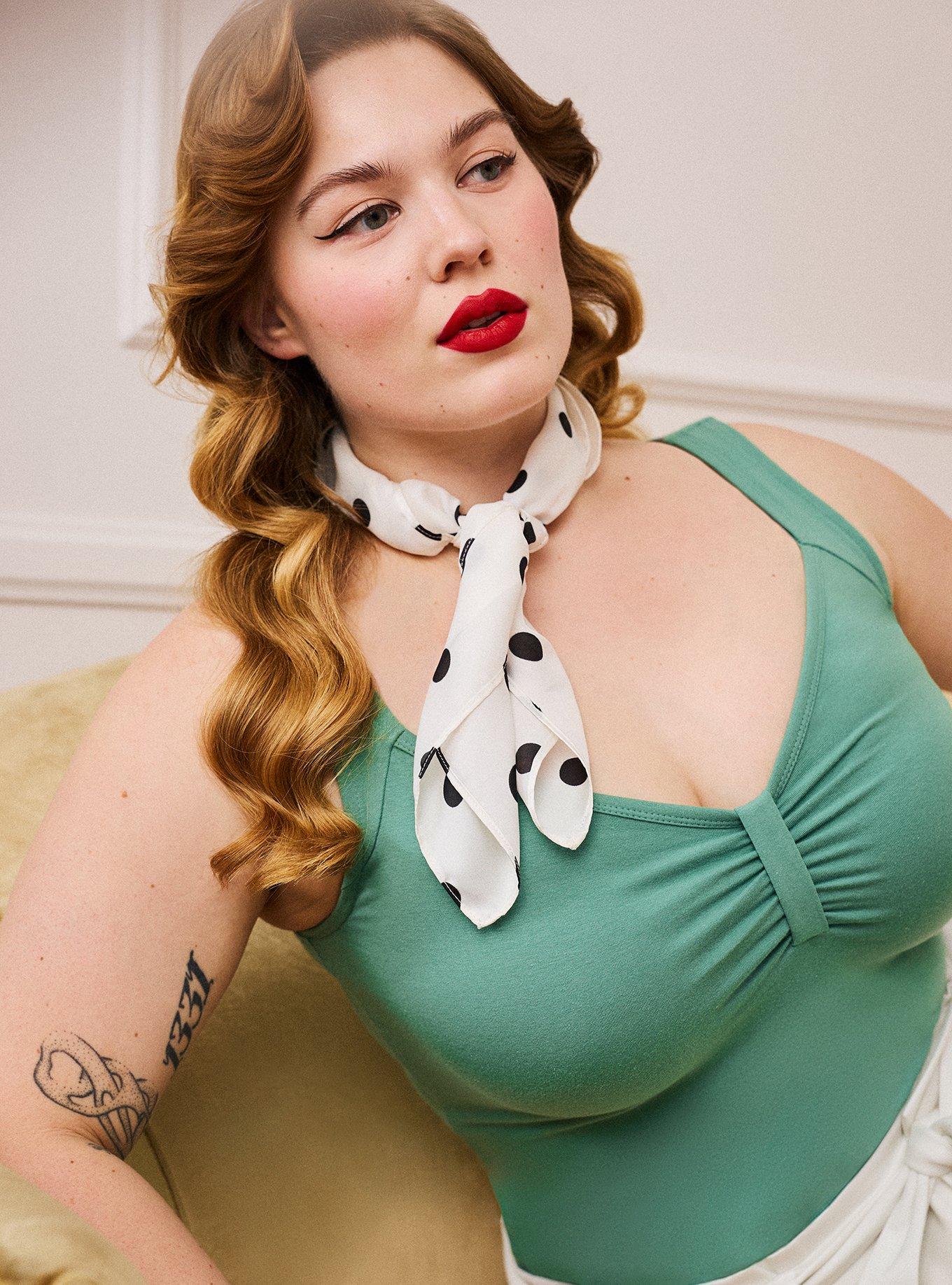 Retro Chic Ruched Bust Foxy Cami, DEEP GRASS GREEN, alternate