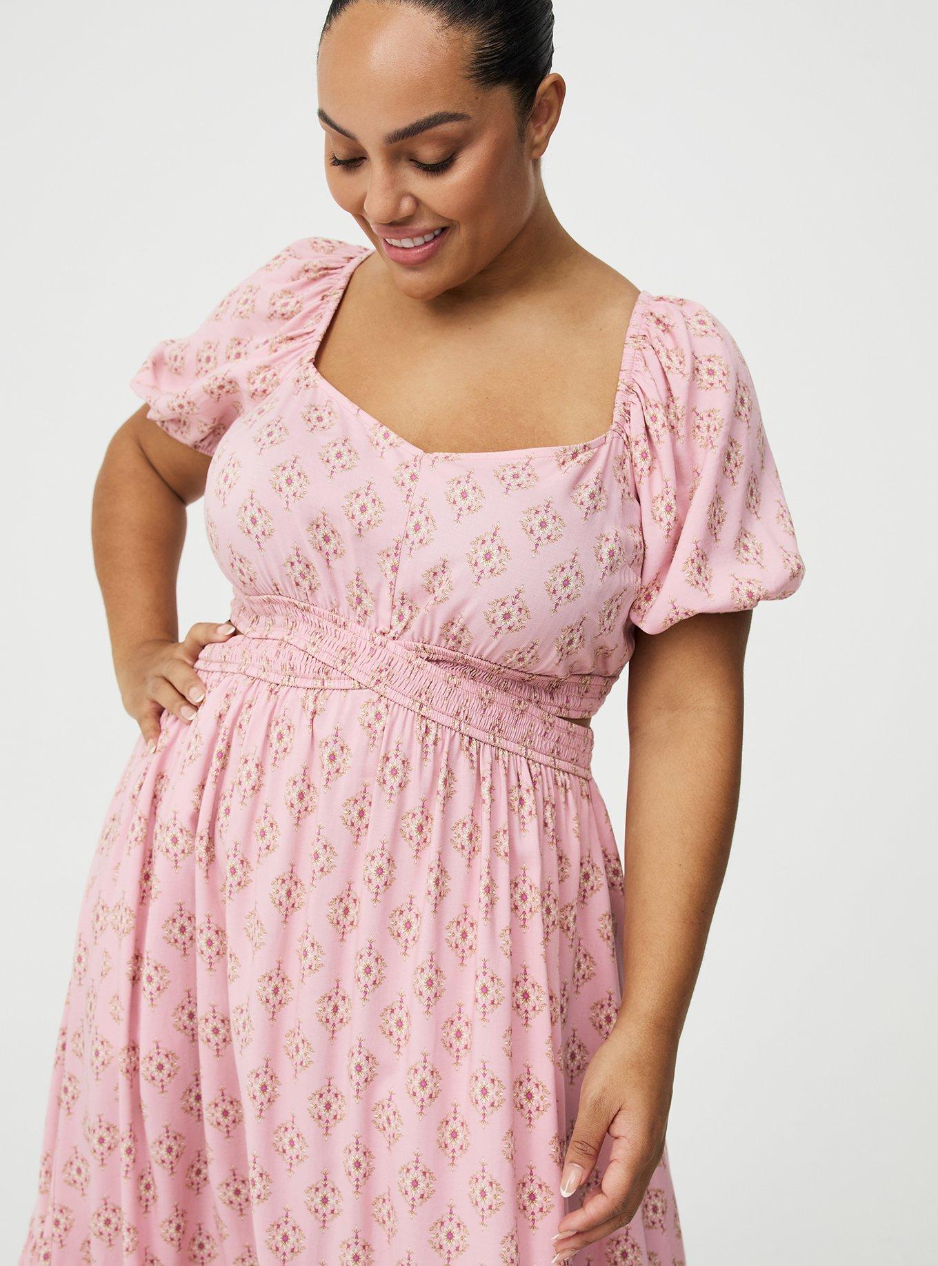 Cut-Out Tea Length Dress, SWEETHEART MOSAIC PINK, alternate