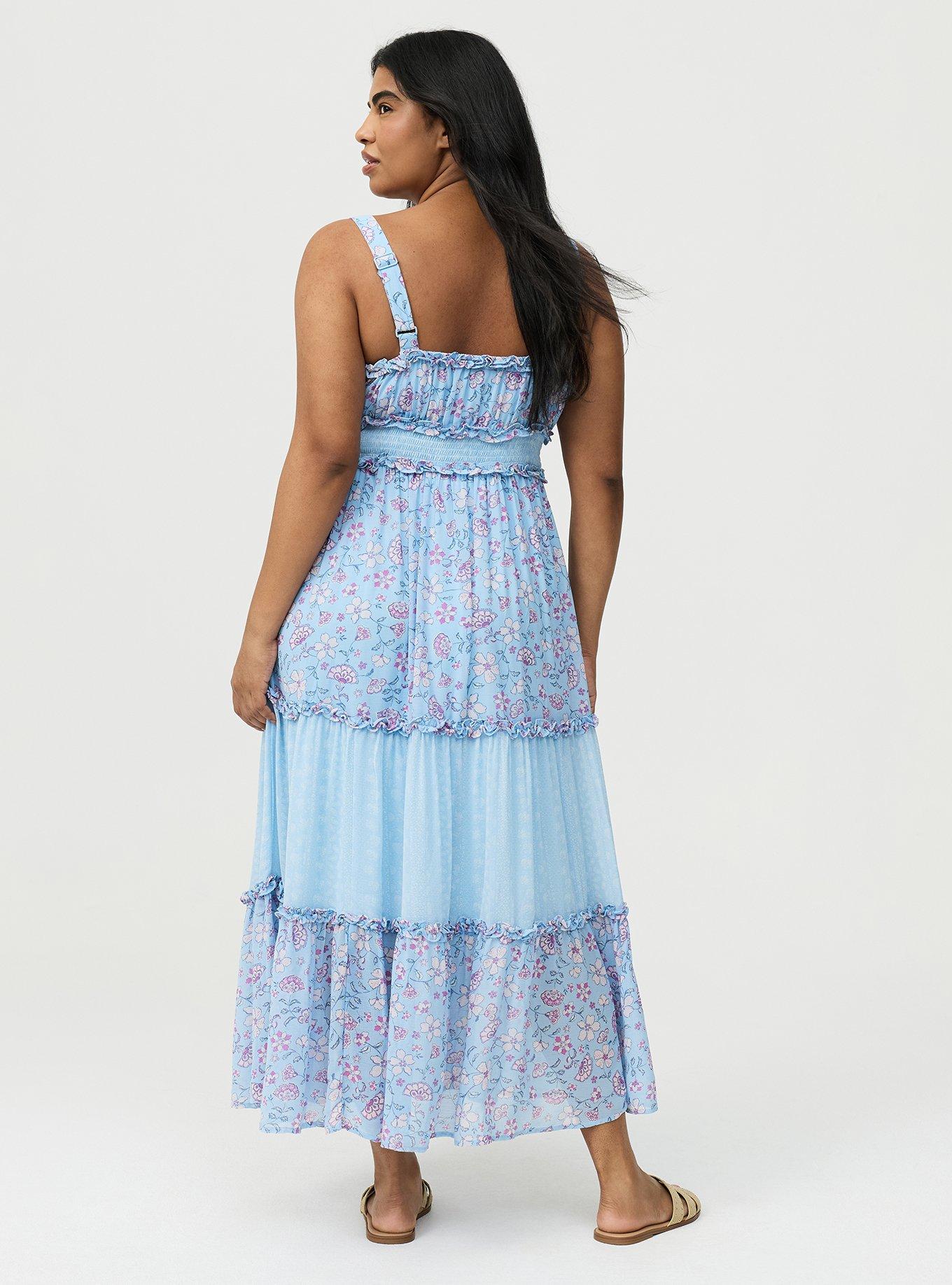 Chiffon V-Neck Maxi Dress, RUMBLE JACO BLUE, alternate