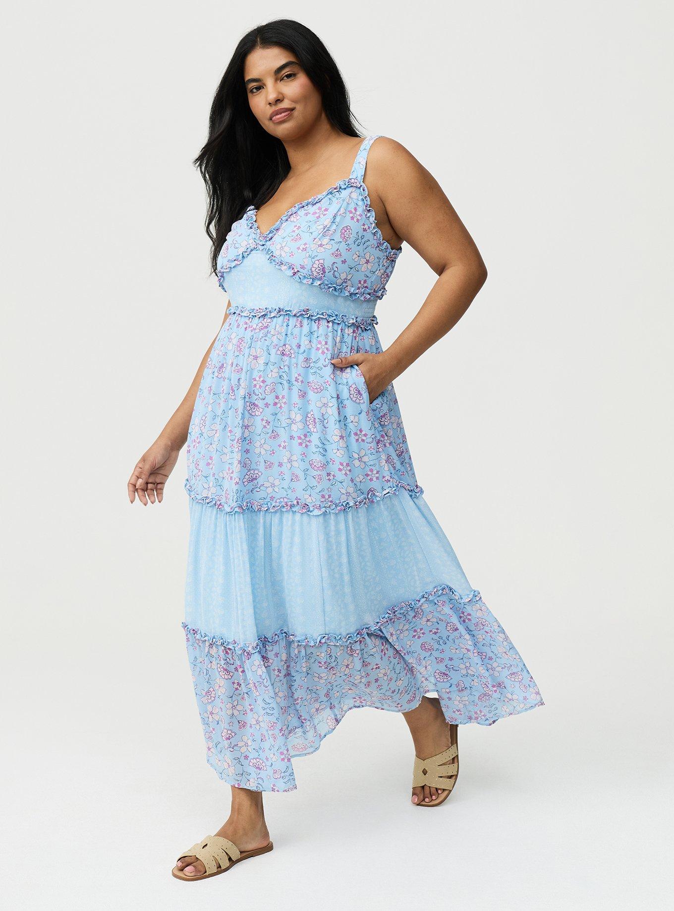 Chiffon V-Neck Maxi Dress, RUMBLE JACO BLUE, alternate