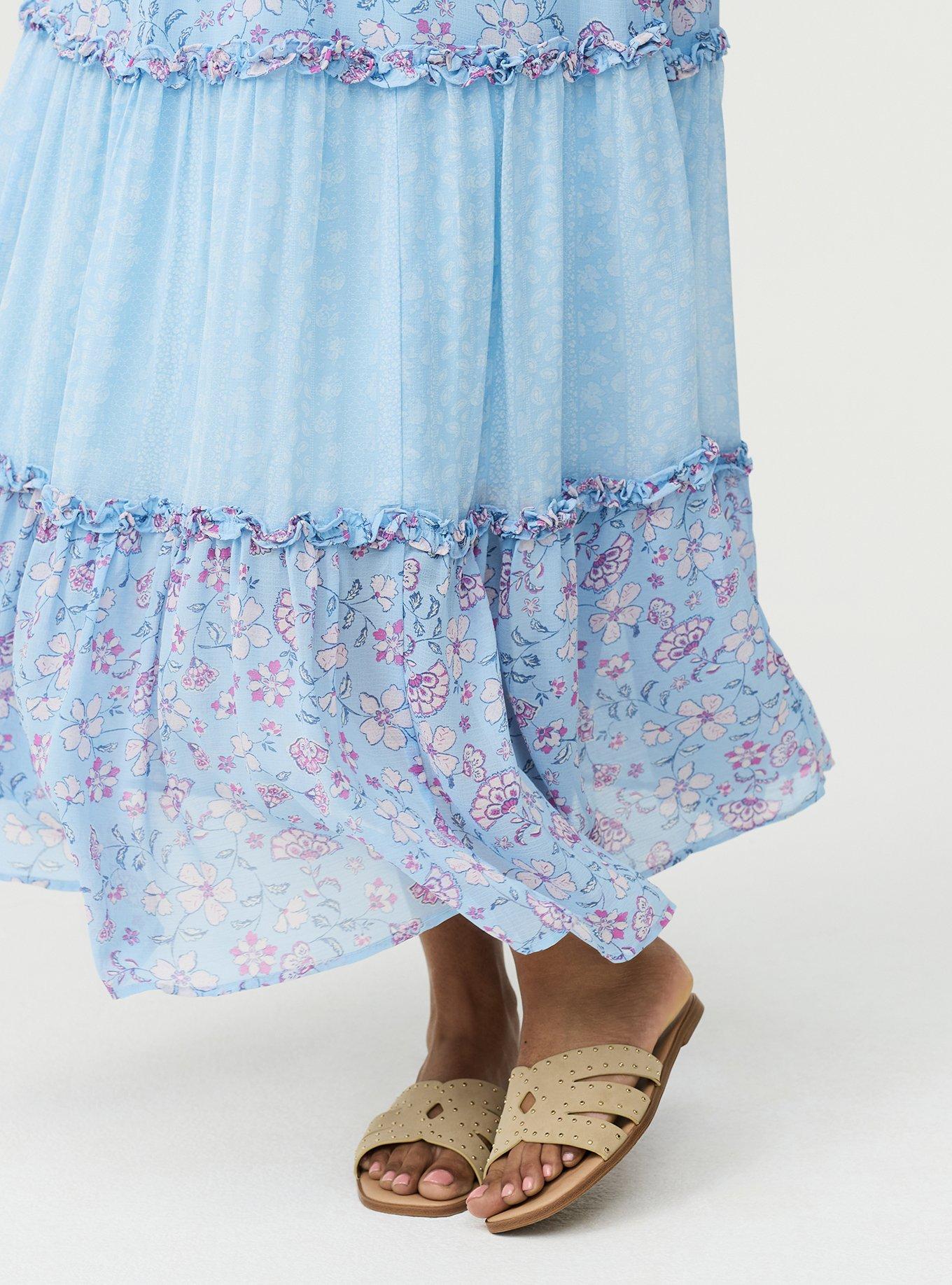 Chiffon V-Neck Maxi Dress, RUMBLE JACO BLUE, alternate