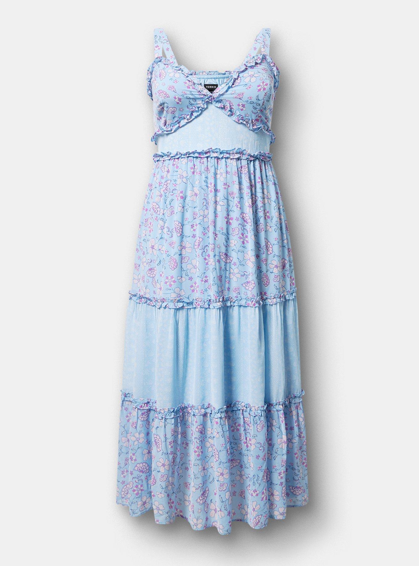 Chiffon V-Neck Maxi Dress, RUMBLE JACO BLUE, hi-res