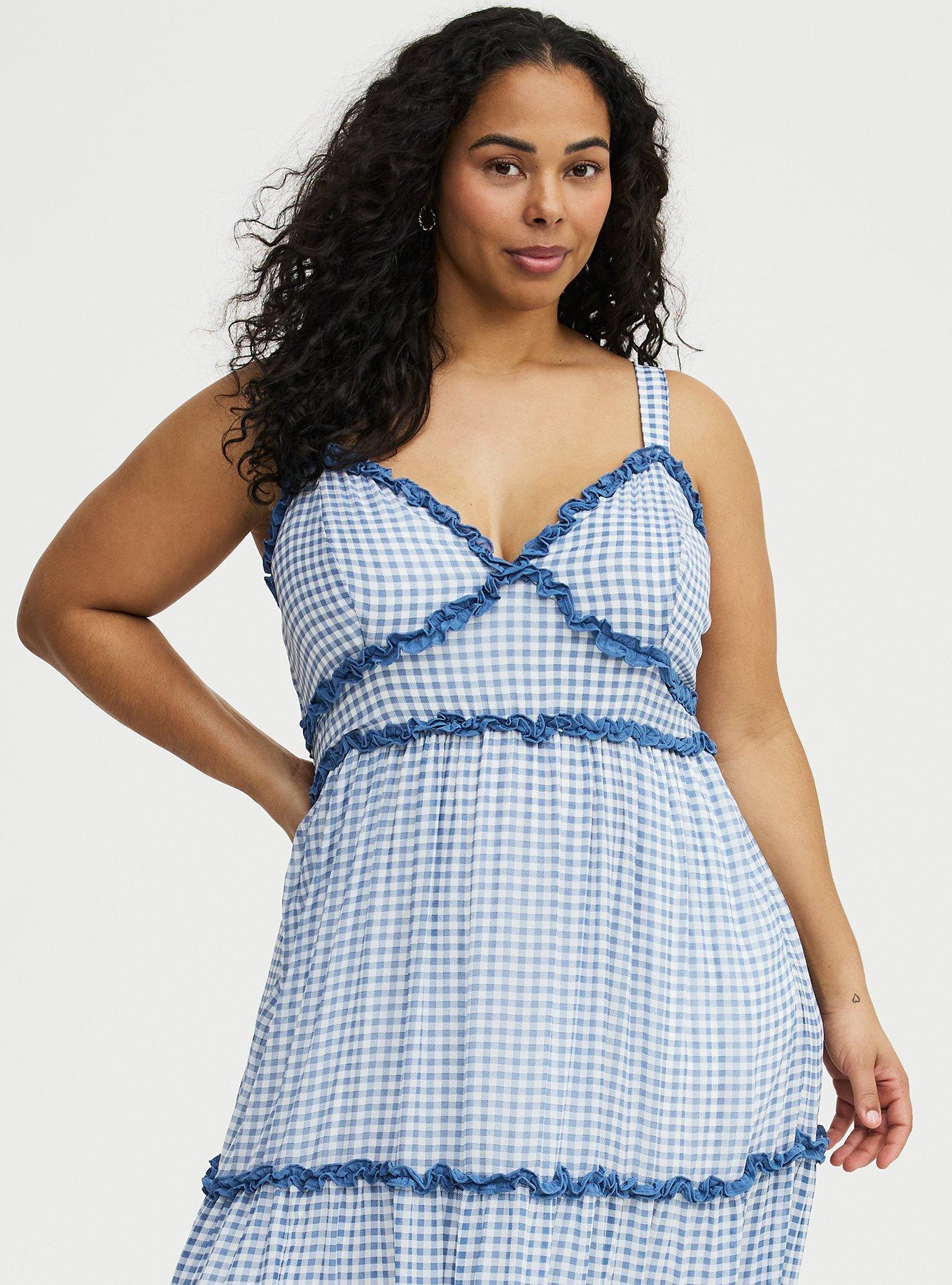 Chiffon V-Neck Maxi Dress, SOPHIE GINGHAM BLUE, alternate