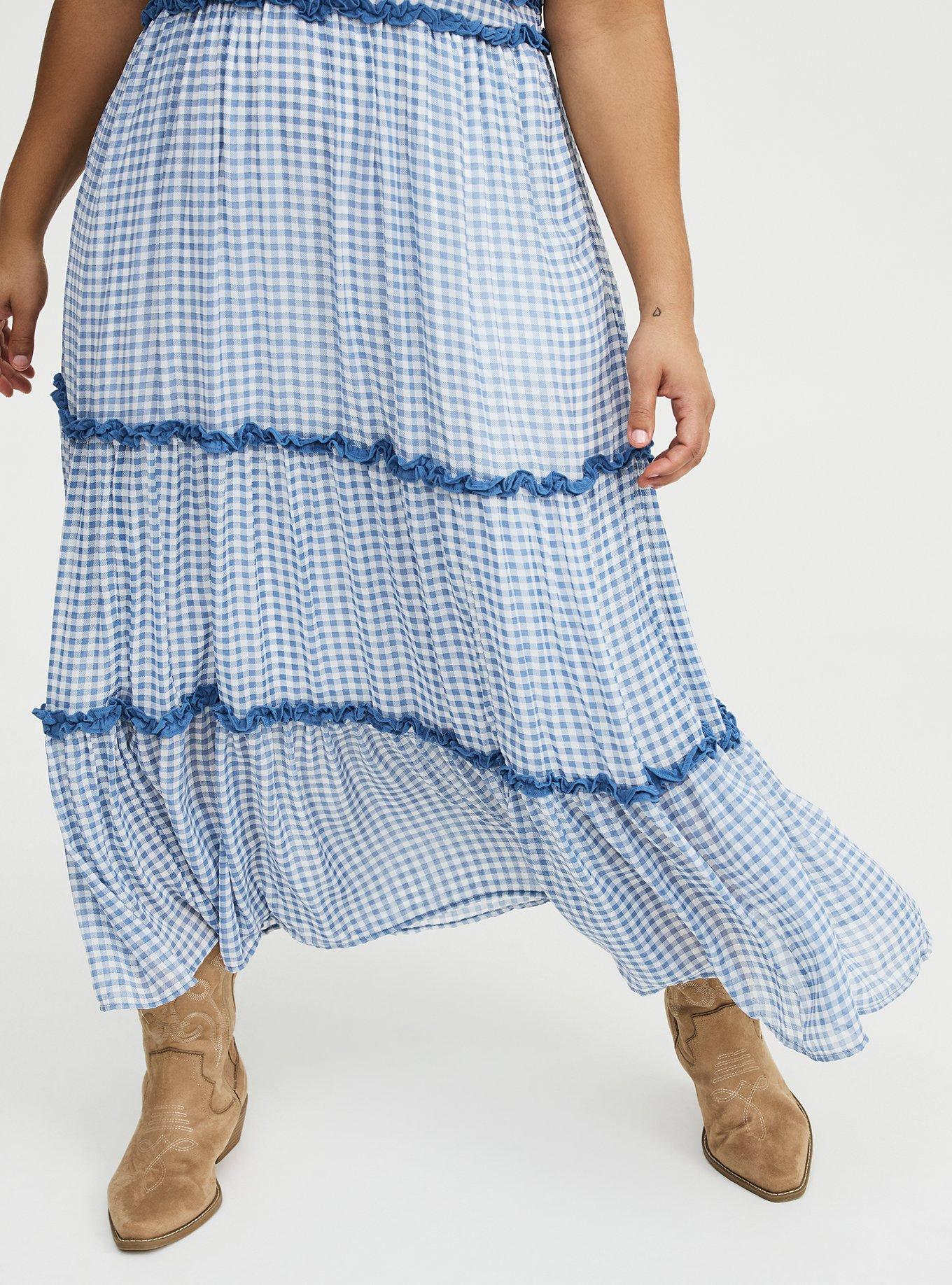 Chiffon V-Neck Maxi Dress, SOPHIE GINGHAM BLUE, alternate