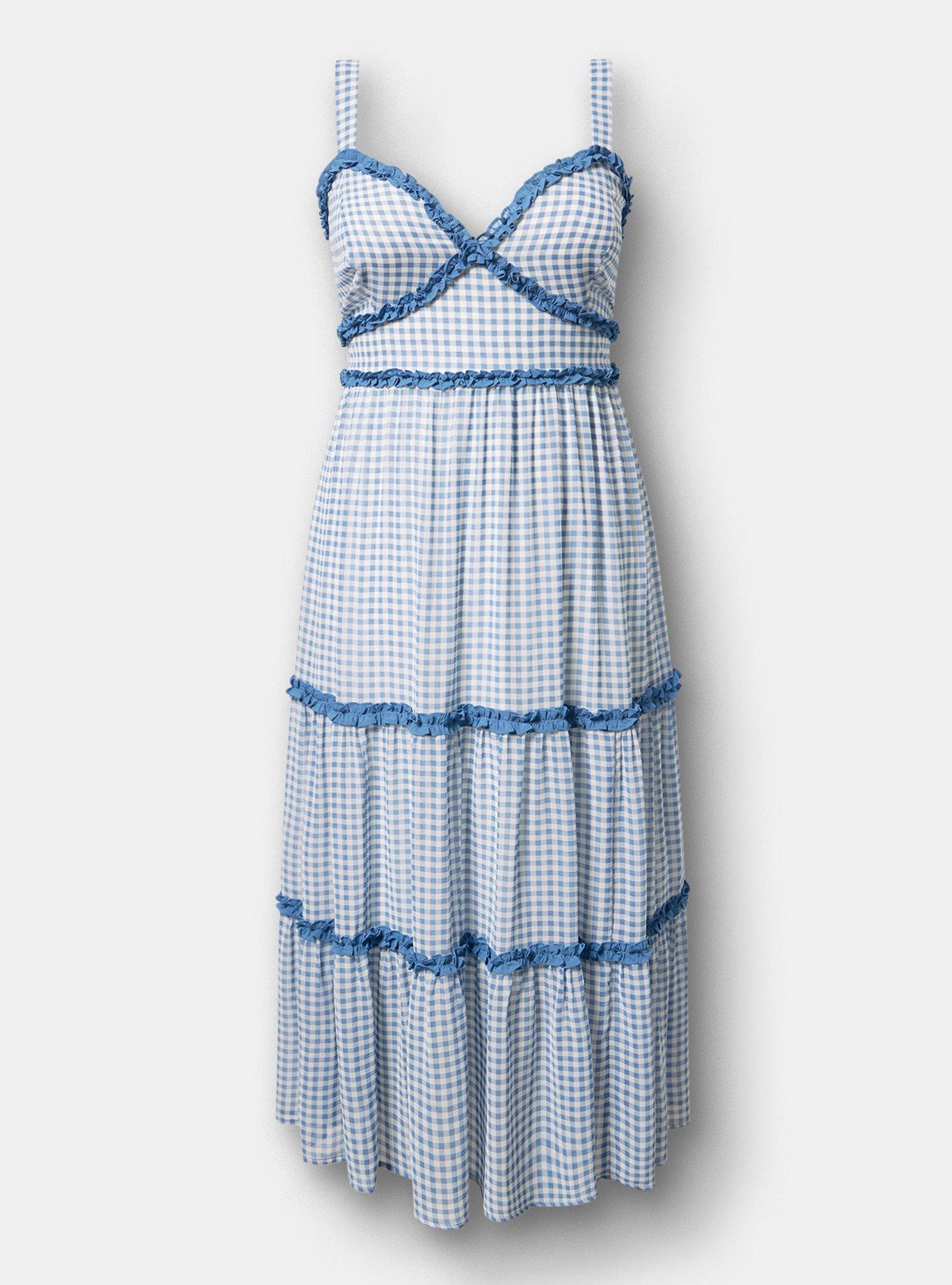 Chiffon V-Neck Maxi Dress, SOPHIE GINGHAM BLUE, hi-res