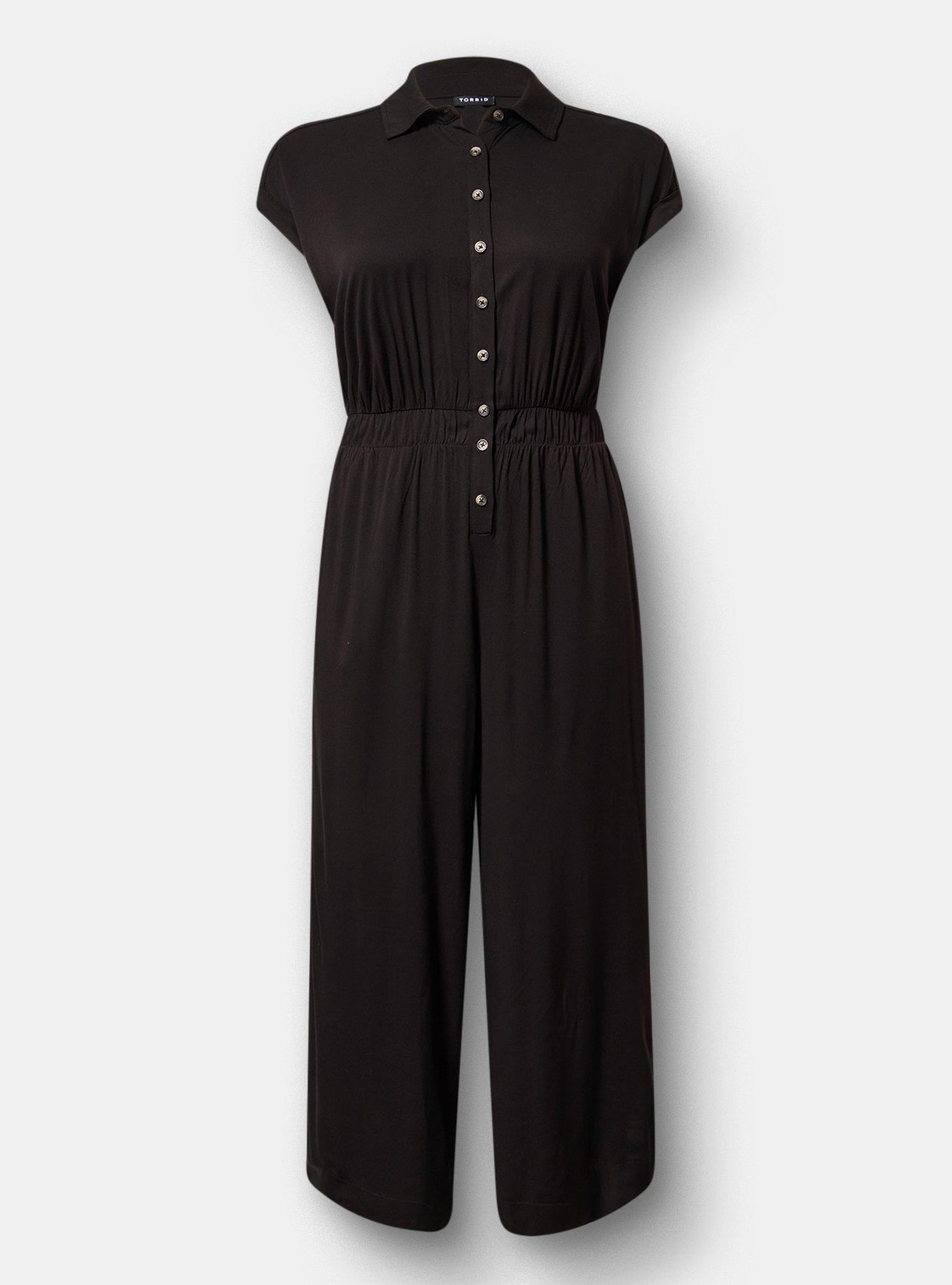 Collared Dolman Sleeve Jumpsuit, DEEP BLACK, hi-res