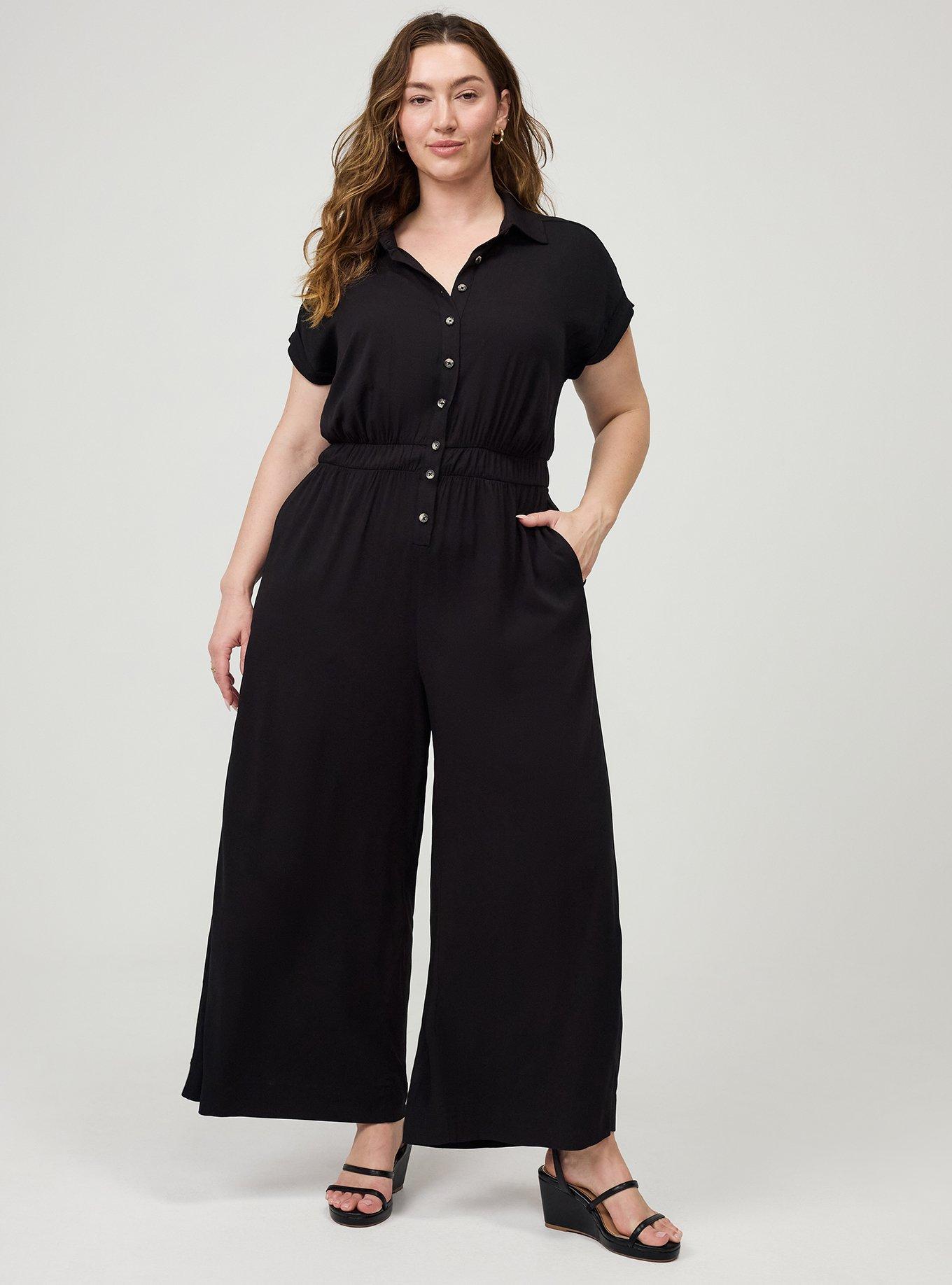 Collared Dolman Sleeve Jumpsuit, DEEP BLACK, hi-res