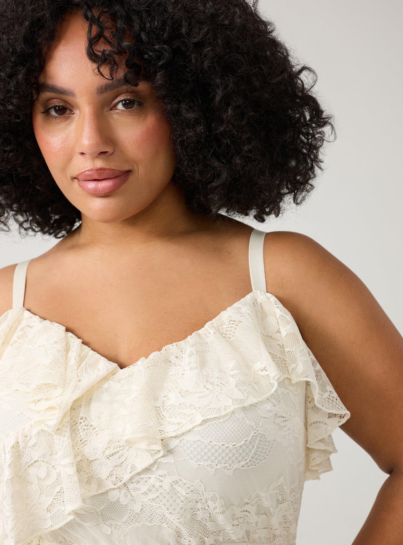 Ruffle Trim Lace Maxi Dress, BIRCH, alternate