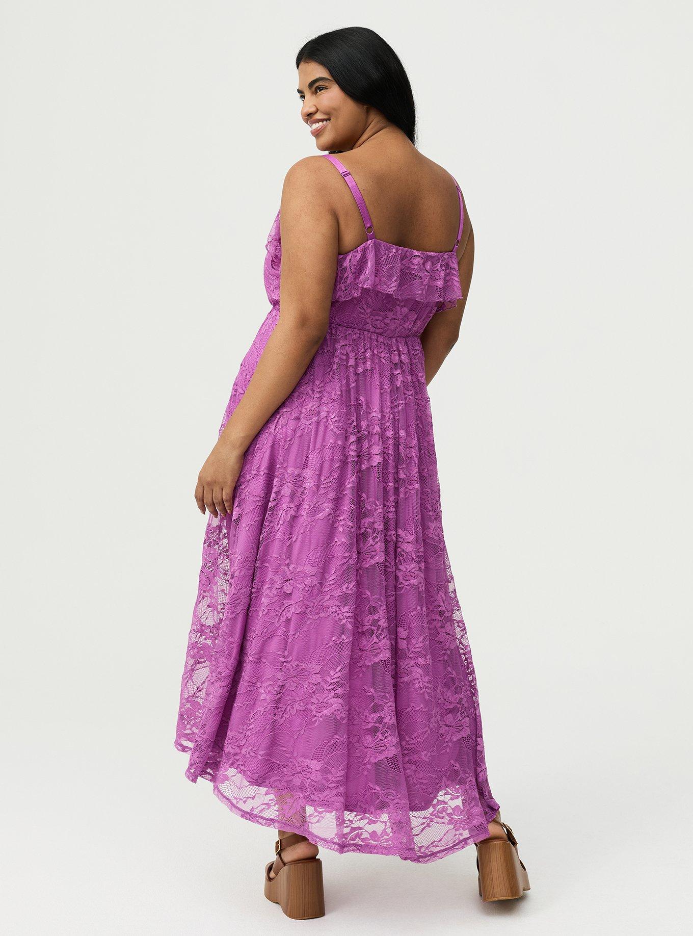 Ruffle Trim Lace Maxi Dress, LIATRIS, alternate