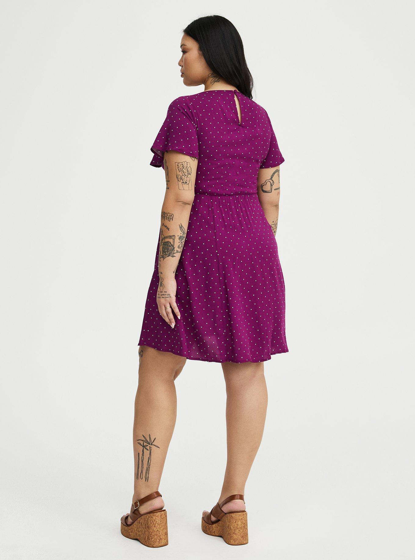 Sweetheart Flutter Sleeve Mini Dress, DAINTY DOT PLUM, alternate
