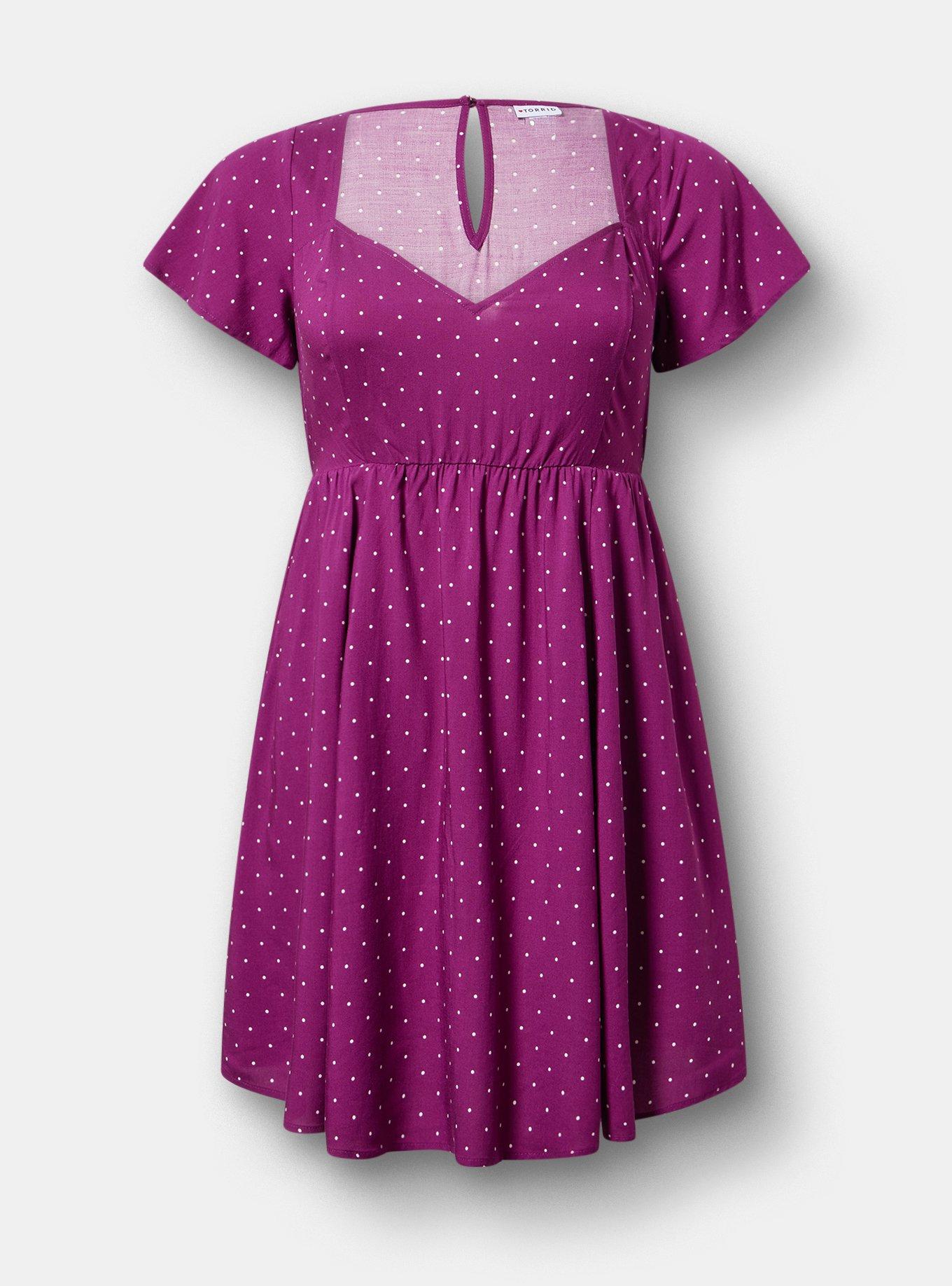 Sweetheart Flutter Sleeve Mini Dress, DAINTY DOT PLUM, hi-res