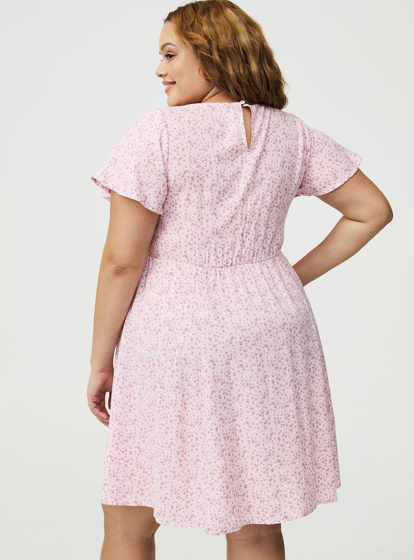 Sweetheart Flutter Sleeve Mini Dress, CLASSIC DITSY FLORAL PINK, alternate