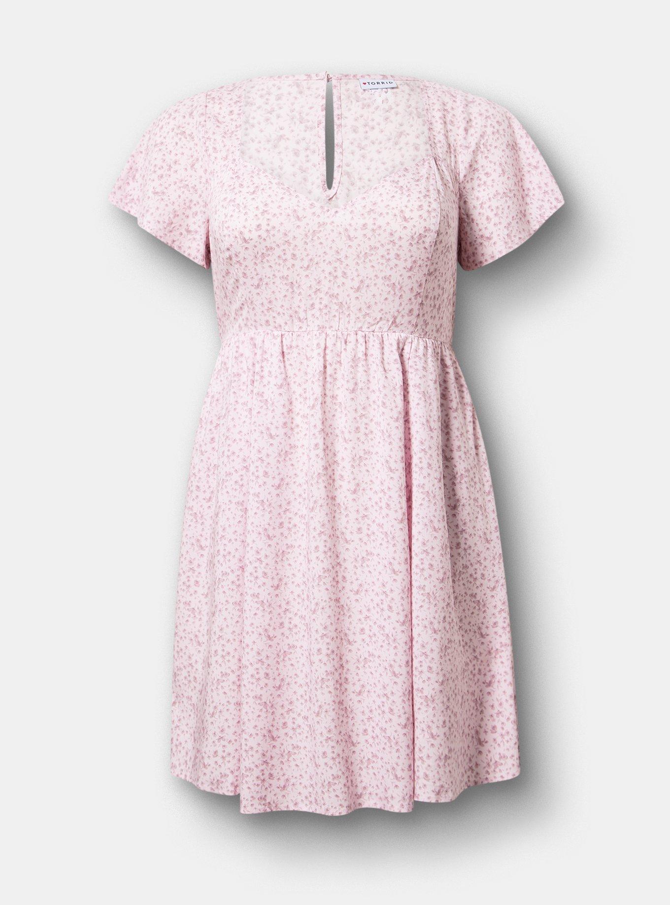 Sweetheart Flutter Sleeve Mini Dress, CLASSIC DITSY FLORAL PINK, hi-res