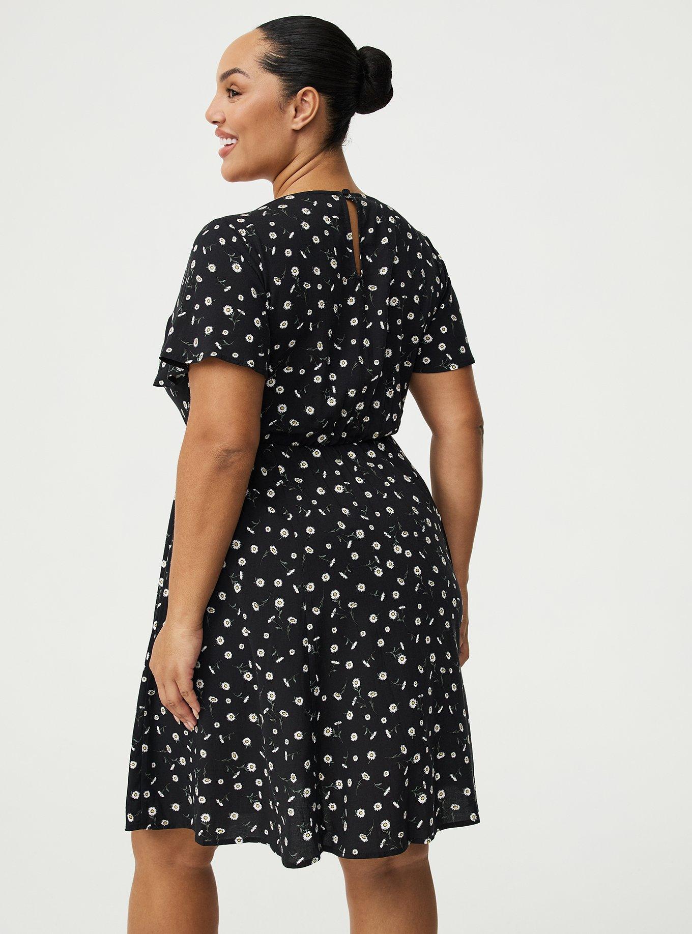 Sweetheart Flutter Sleeve Mini Dress, DAINTY DAISY FLORAL BLACK, alternate