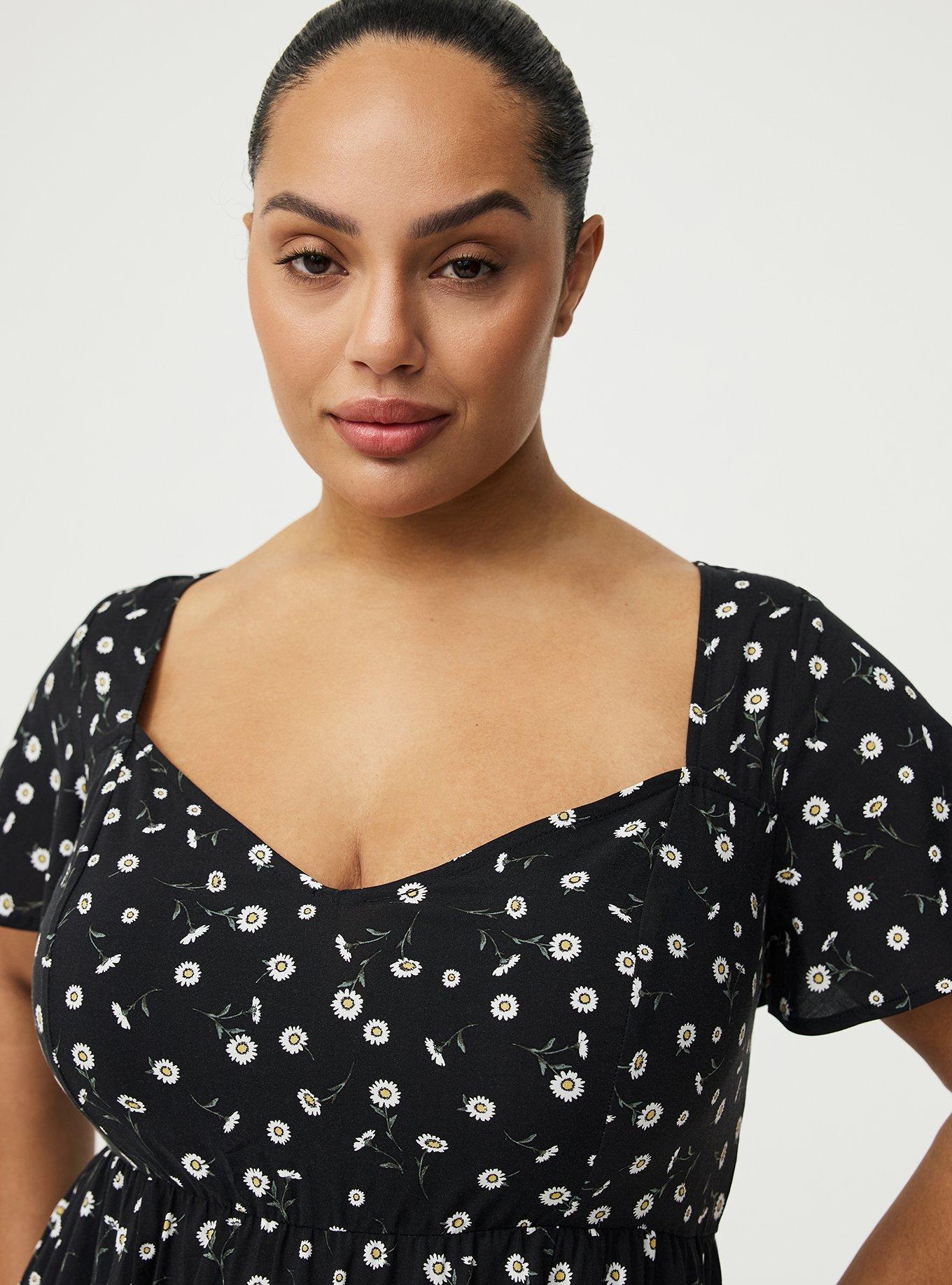 Sweetheart Flutter Sleeve Mini Dress, DAINTY DAISY FLORAL BLACK, alternate