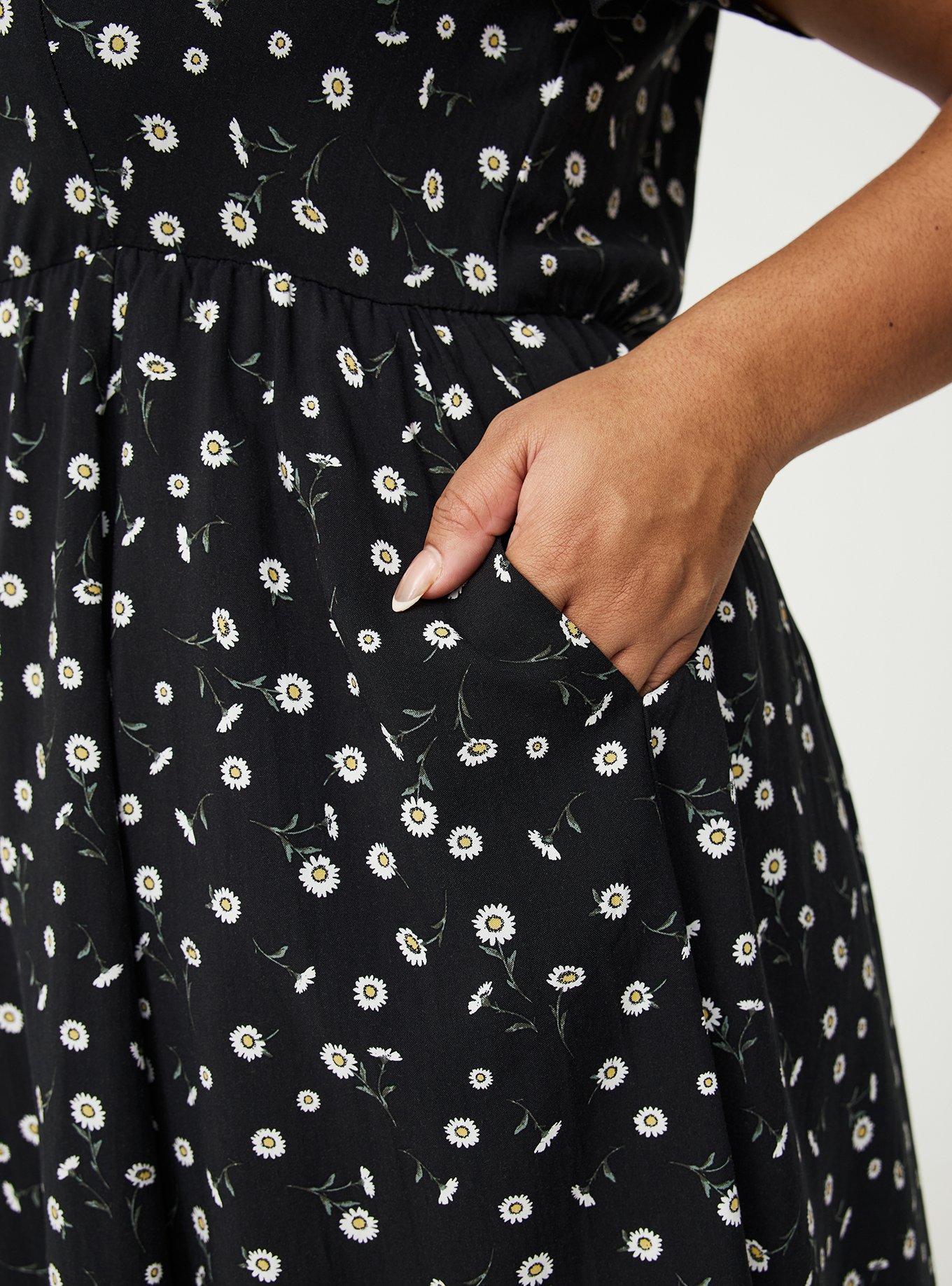 Sweetheart Flutter Sleeve Mini Dress, DAINTY DAISY FLORAL BLACK, alternate