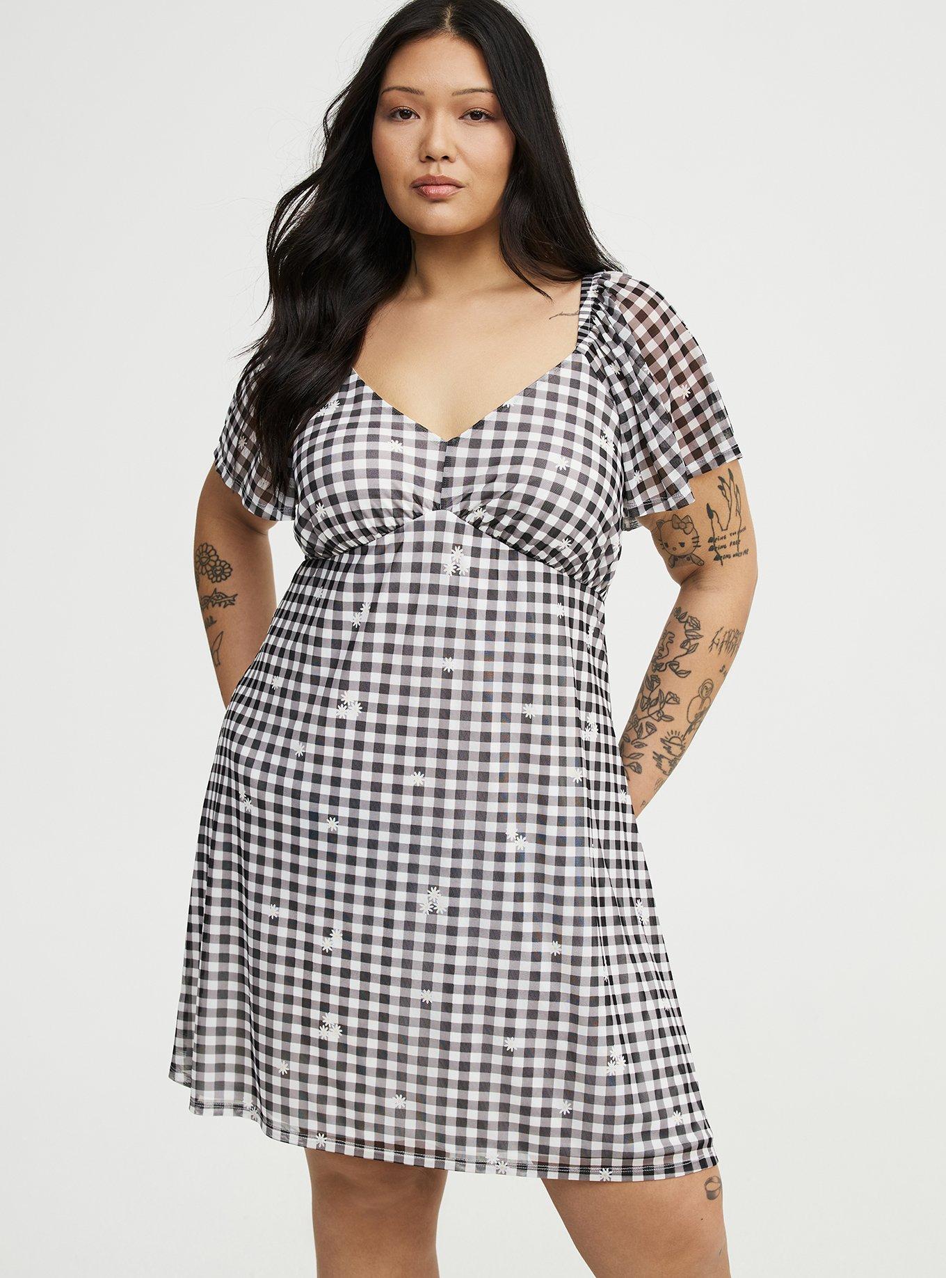 Flutter Sleeves Mesh Mini Dress, GOOD DAY DAISIES BLACK, alternate