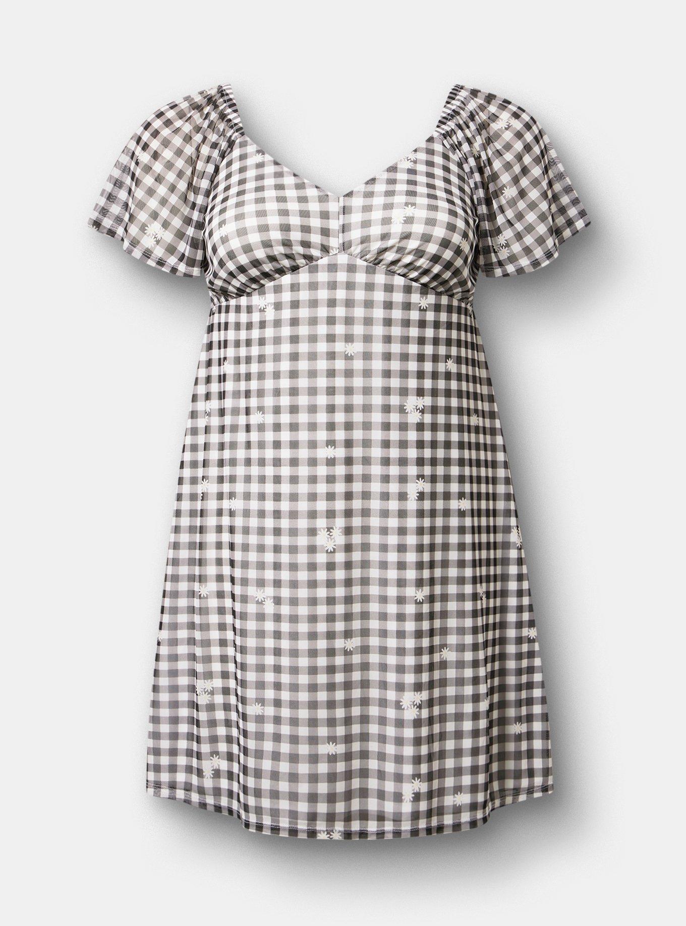 Flutter Sleeves Mesh Mini Dress, GOOD DAY DAISIES BLACK, hi-res