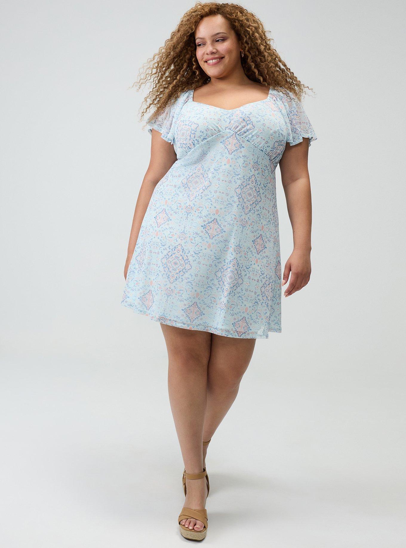 Flutter Sleeve Mesh Mini Dress, DASS MEDALLION BLUE, alternate