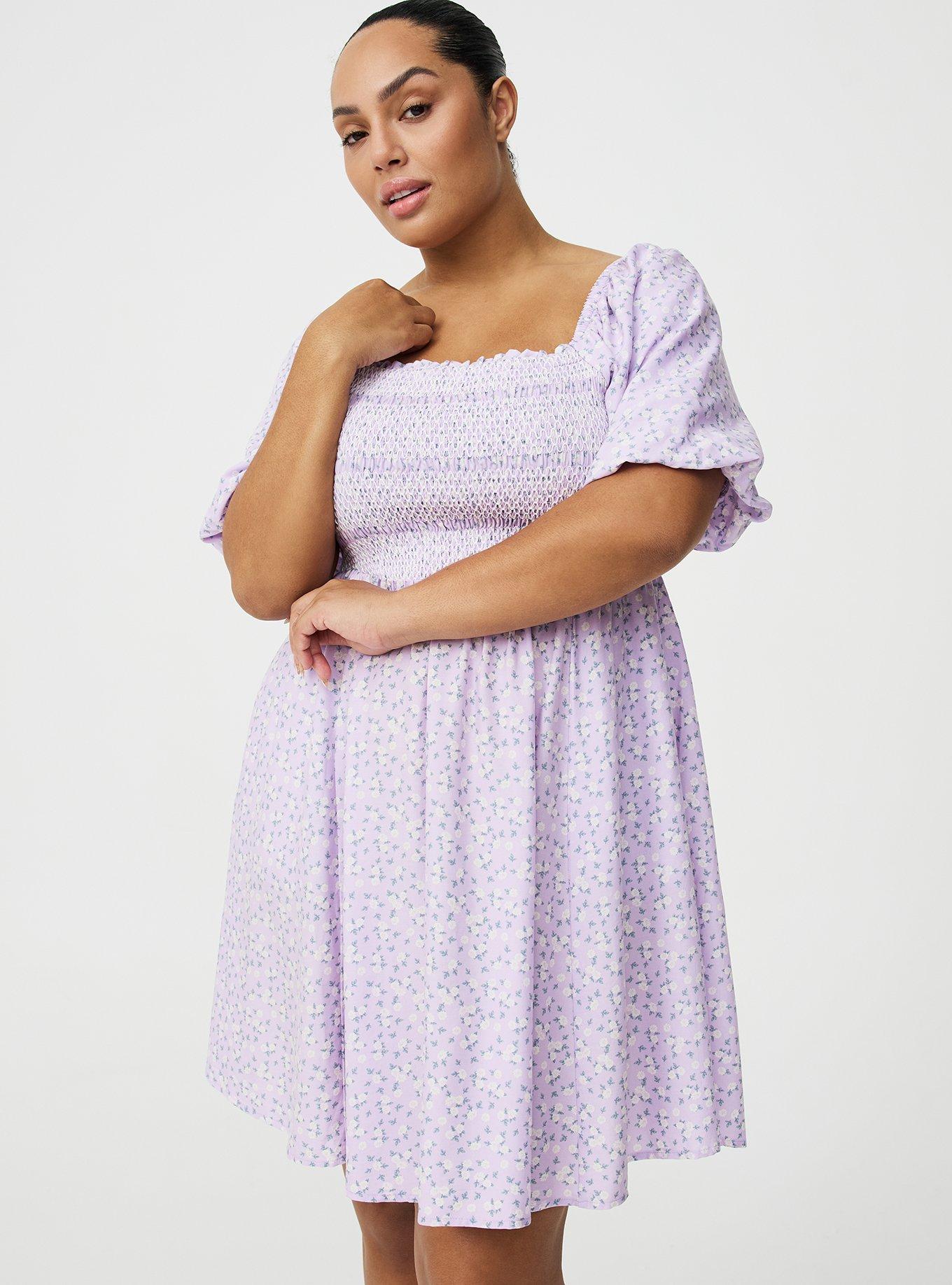 Smocked Bodice Mini Dress, DONNA DITSY FLORAL LILAC, alternate