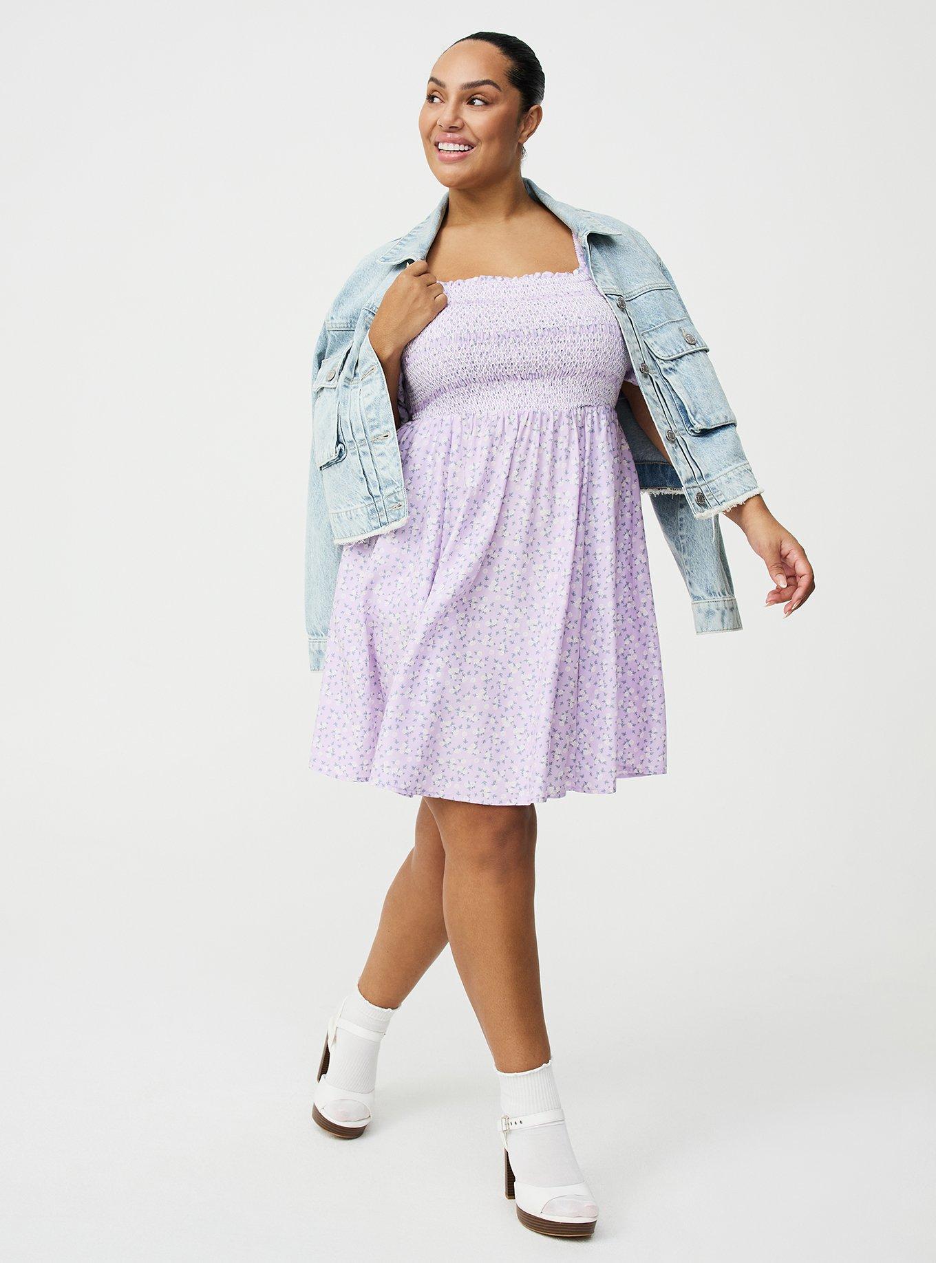 Smocked Bodice Mini Dress, DONNA DITSY FLORAL LILAC, alternate