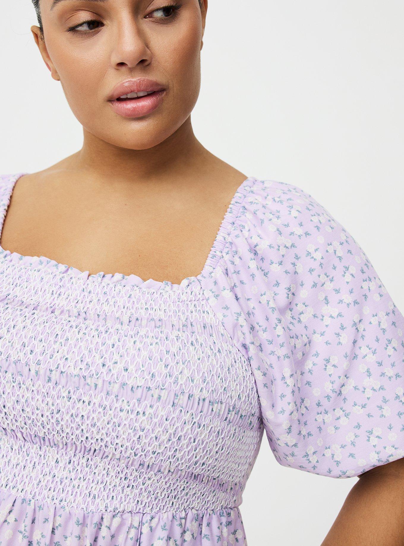 Smocked Bodice Mini Dress, DONNA DITSY FLORAL LILAC, alternate